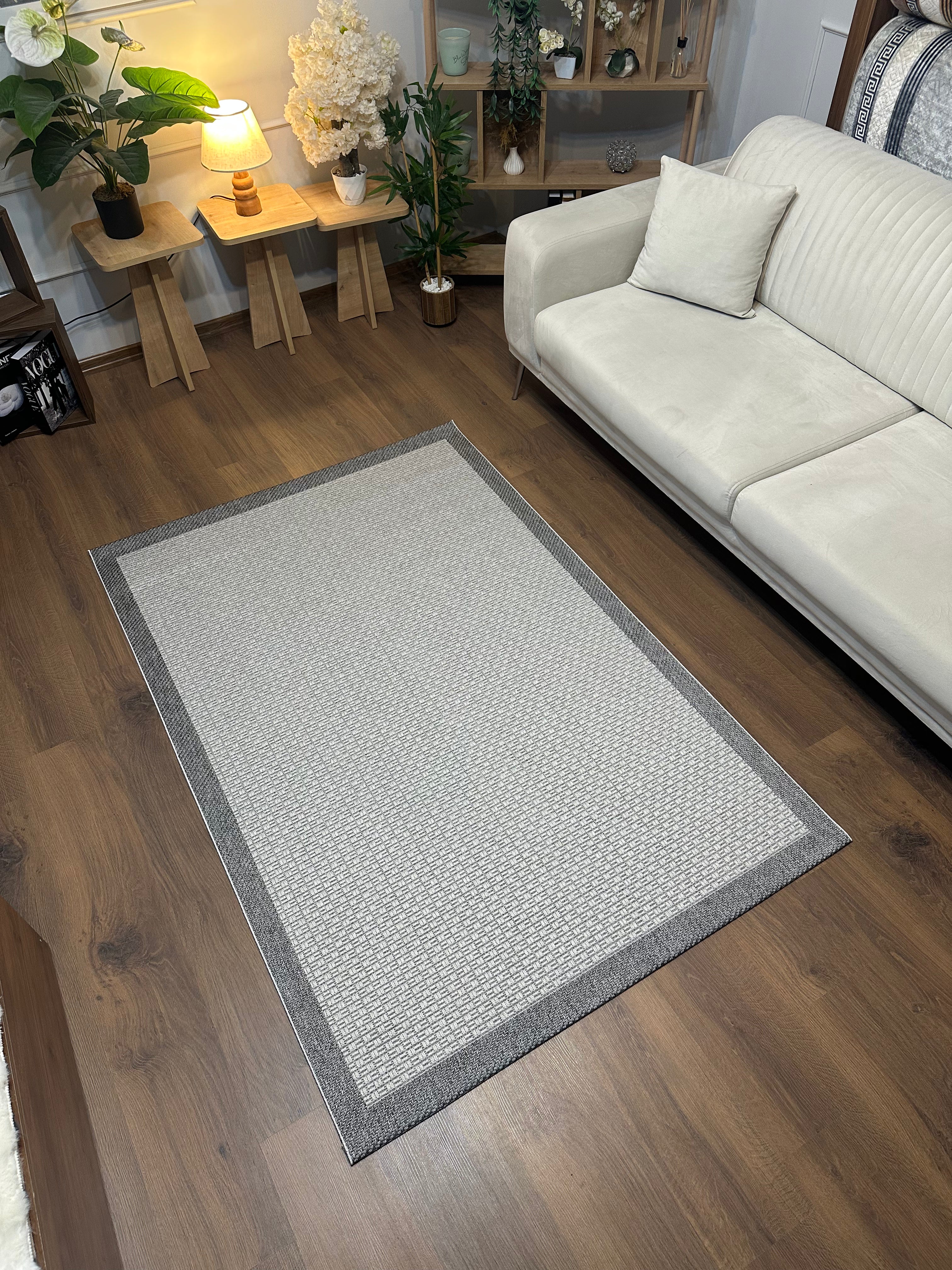 SİSAL-C01611 GRİ Jüt Hasır Dokulu Doğal Salon Mutfak Koridor Balkon Halısı