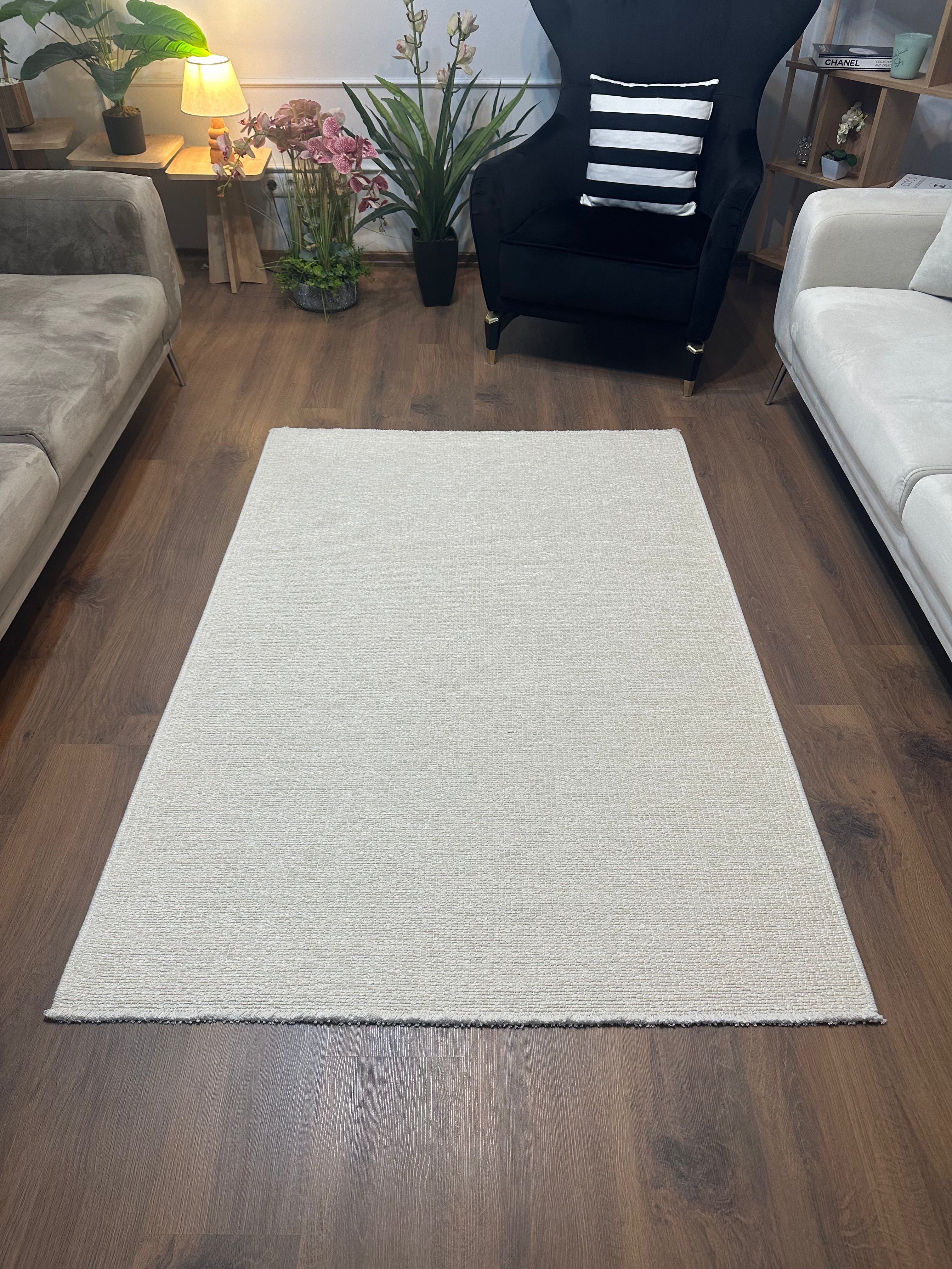 ŞÖNİL PANDORA - KREM Kaymaz Taban İskandinav Desenli Salon Koridor Mutfak Şönil Kilim Dokuma Halı