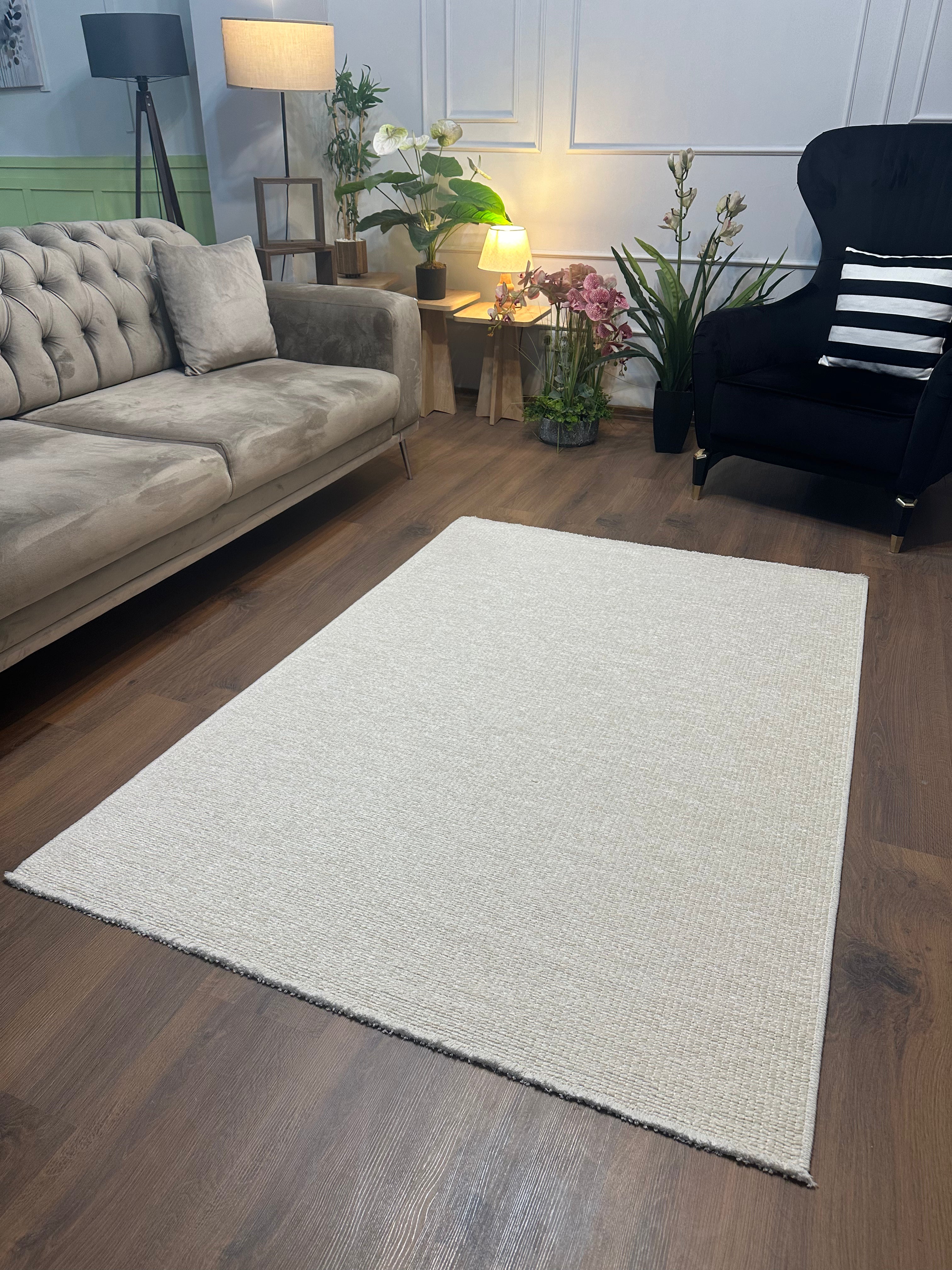 ŞÖNİL PANDORA - KREM Kaymaz Taban İskandinav Desenli Salon Koridor Mutfak Şönil Kilim Dokuma Halı