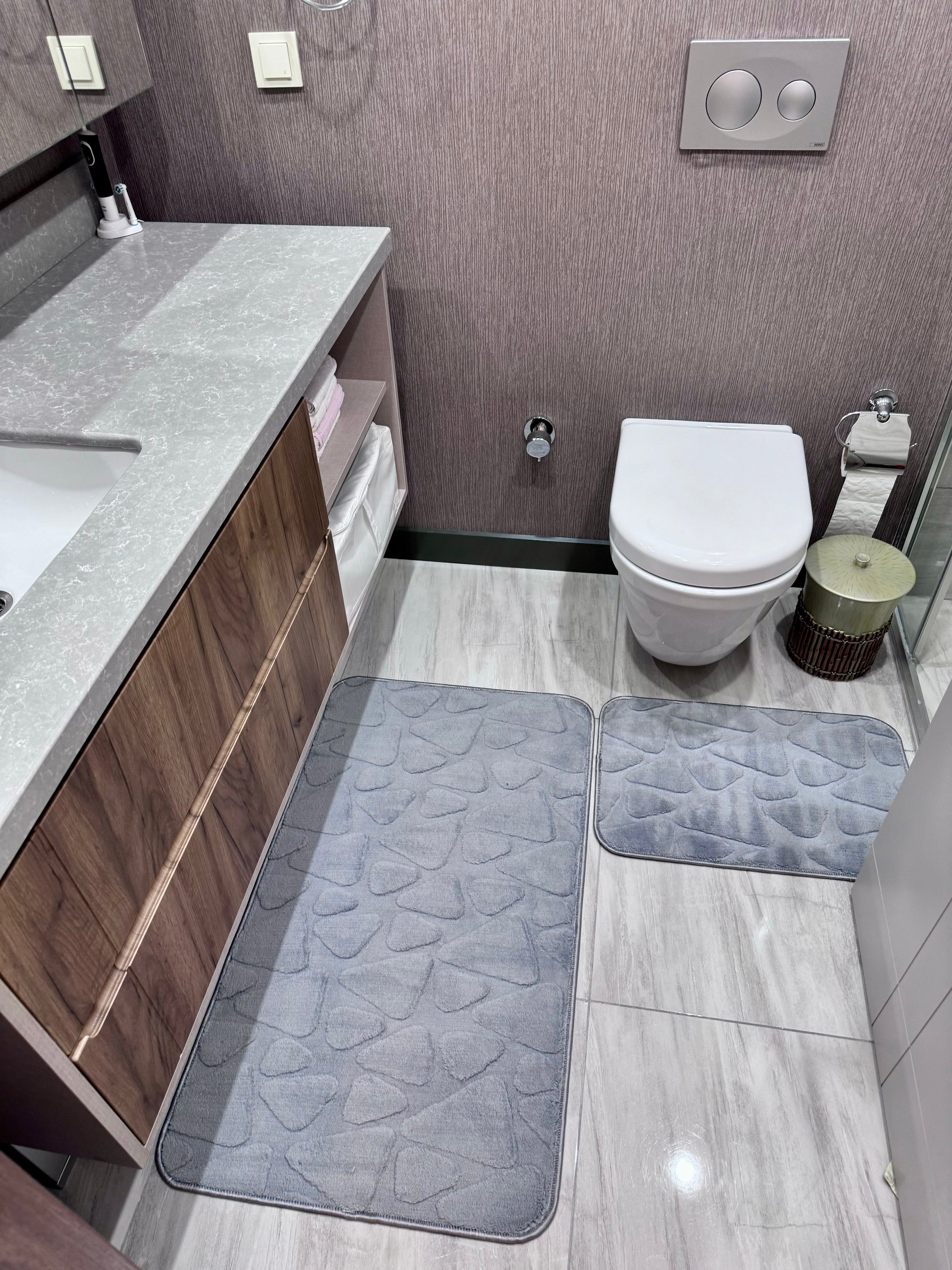 GRİ - Yıkanabilir Kaymaz Taban 60x100 50x60 2&