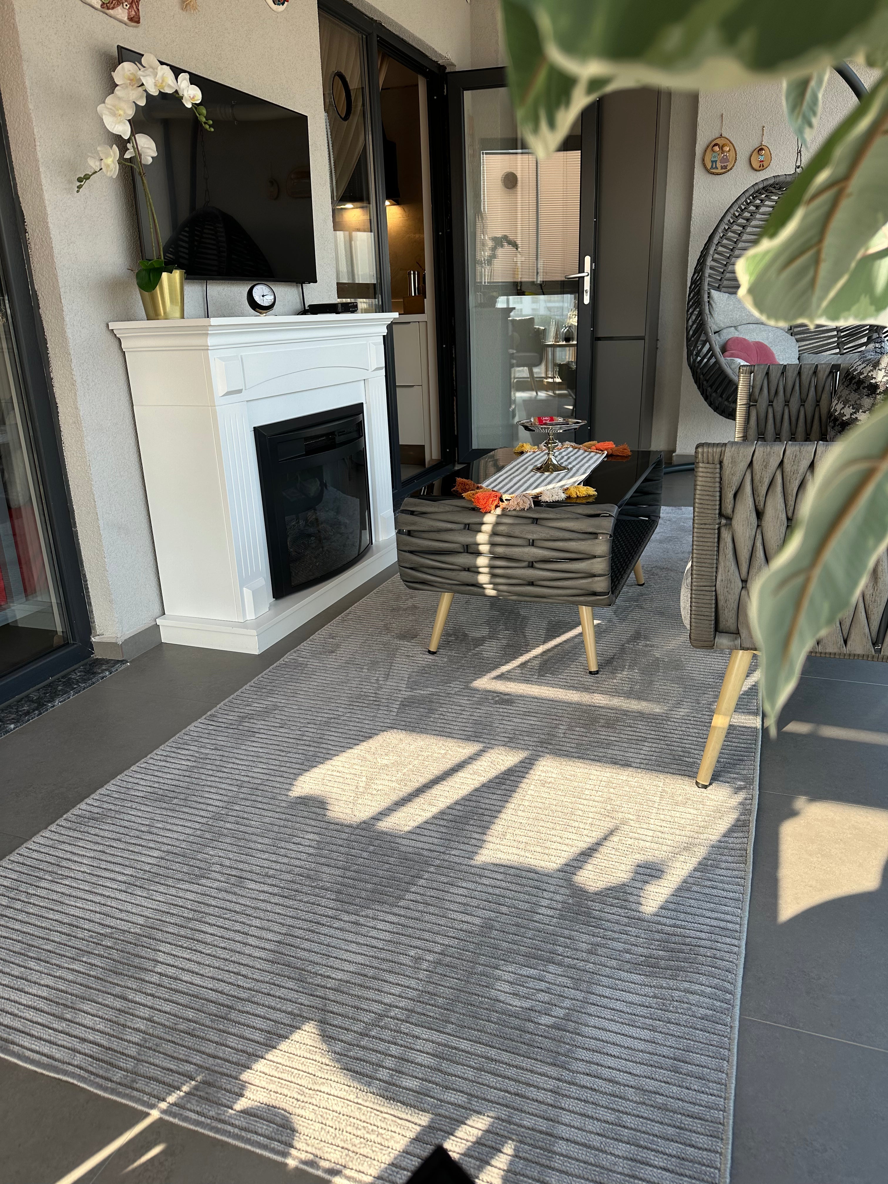 ŞÖNİL LİDYA - GRİ Kaymaz Taban Salon Koridor Mutfak Şönil Kilim Dokuma Halı