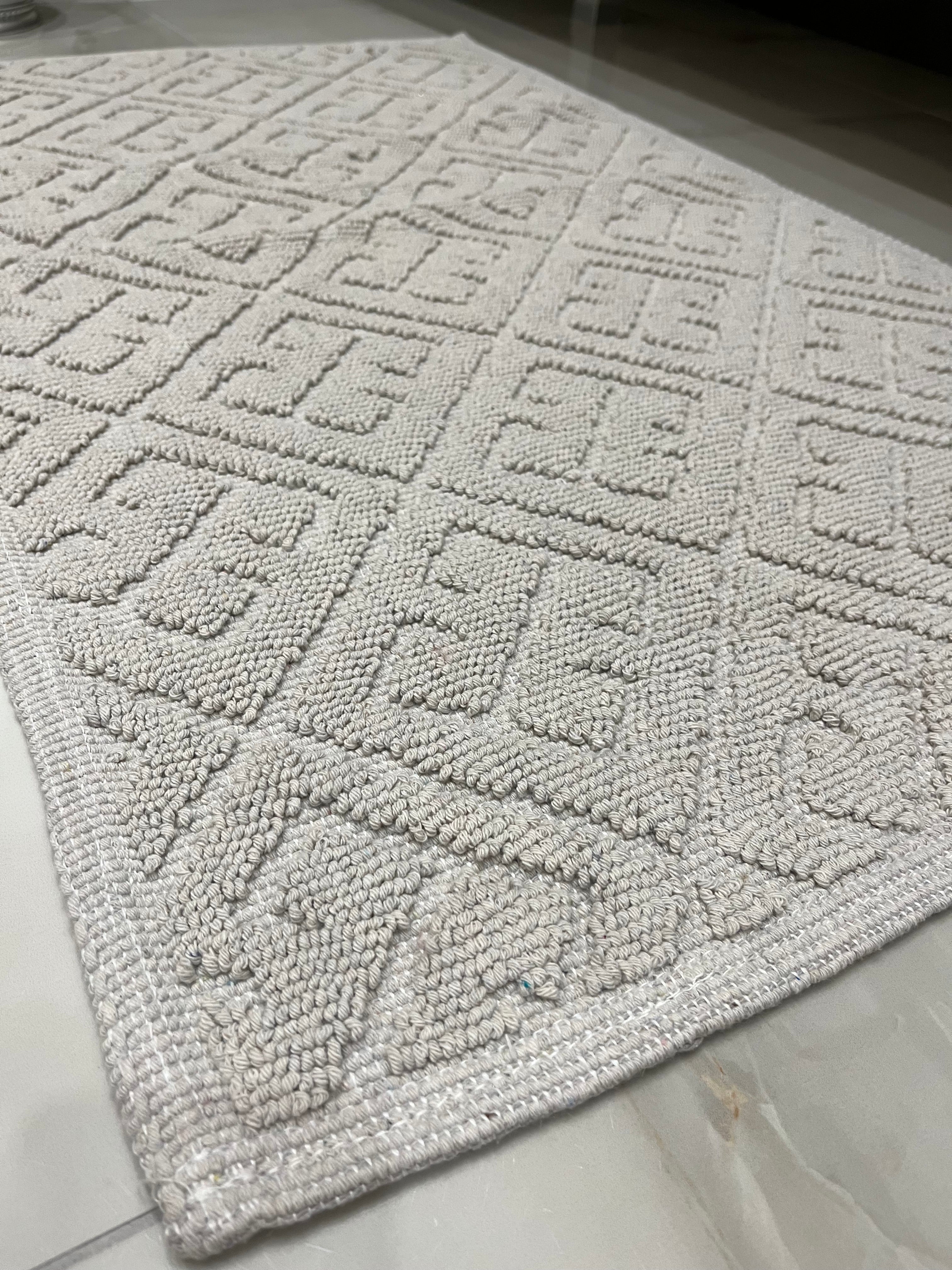 KREM - Yıkanabilir Pamuk Dokuma Taban Taban 60x100 50x60 2&