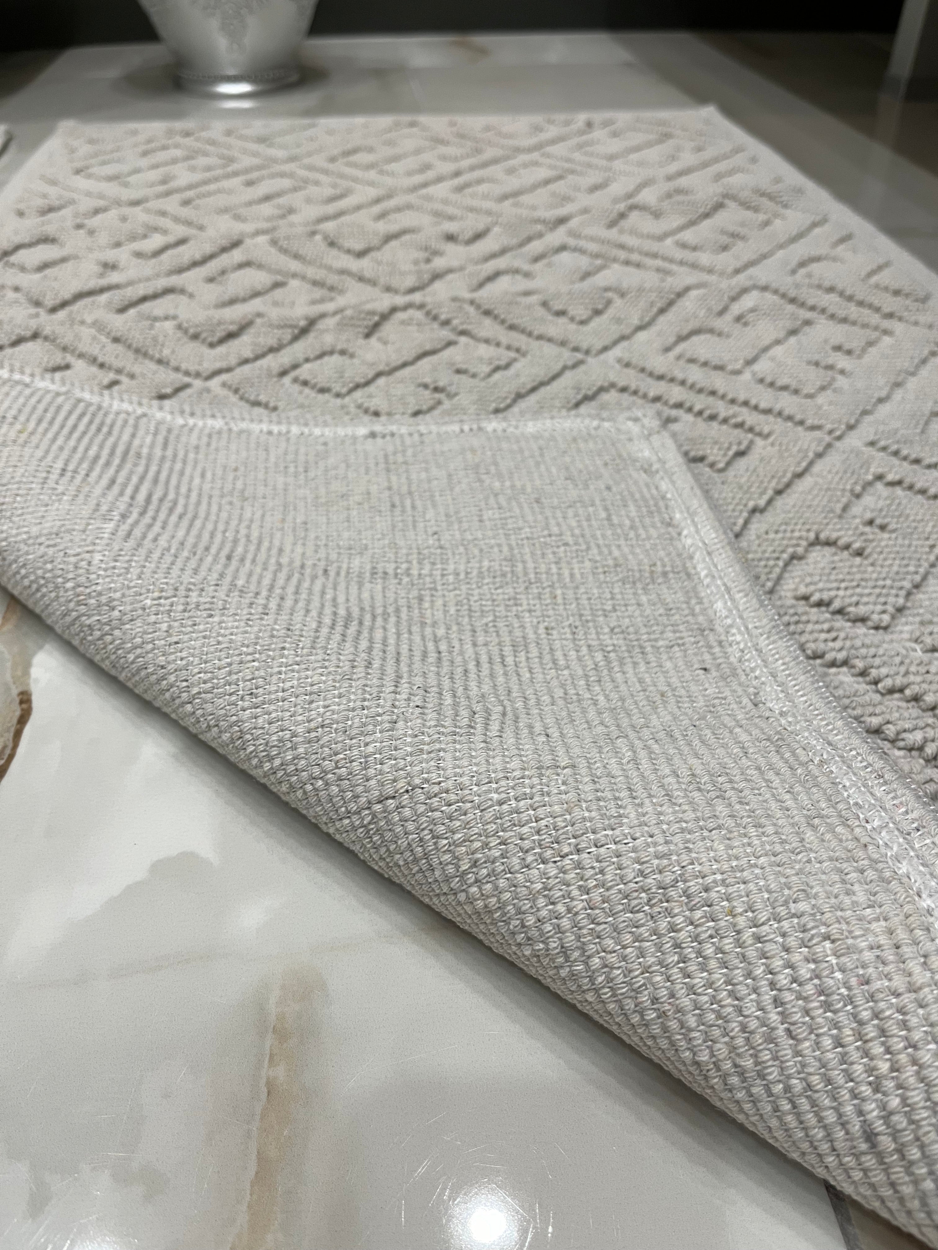 KREM - Yıkanabilir Pamuk Dokuma Taban Taban 60x100 50x60 2&