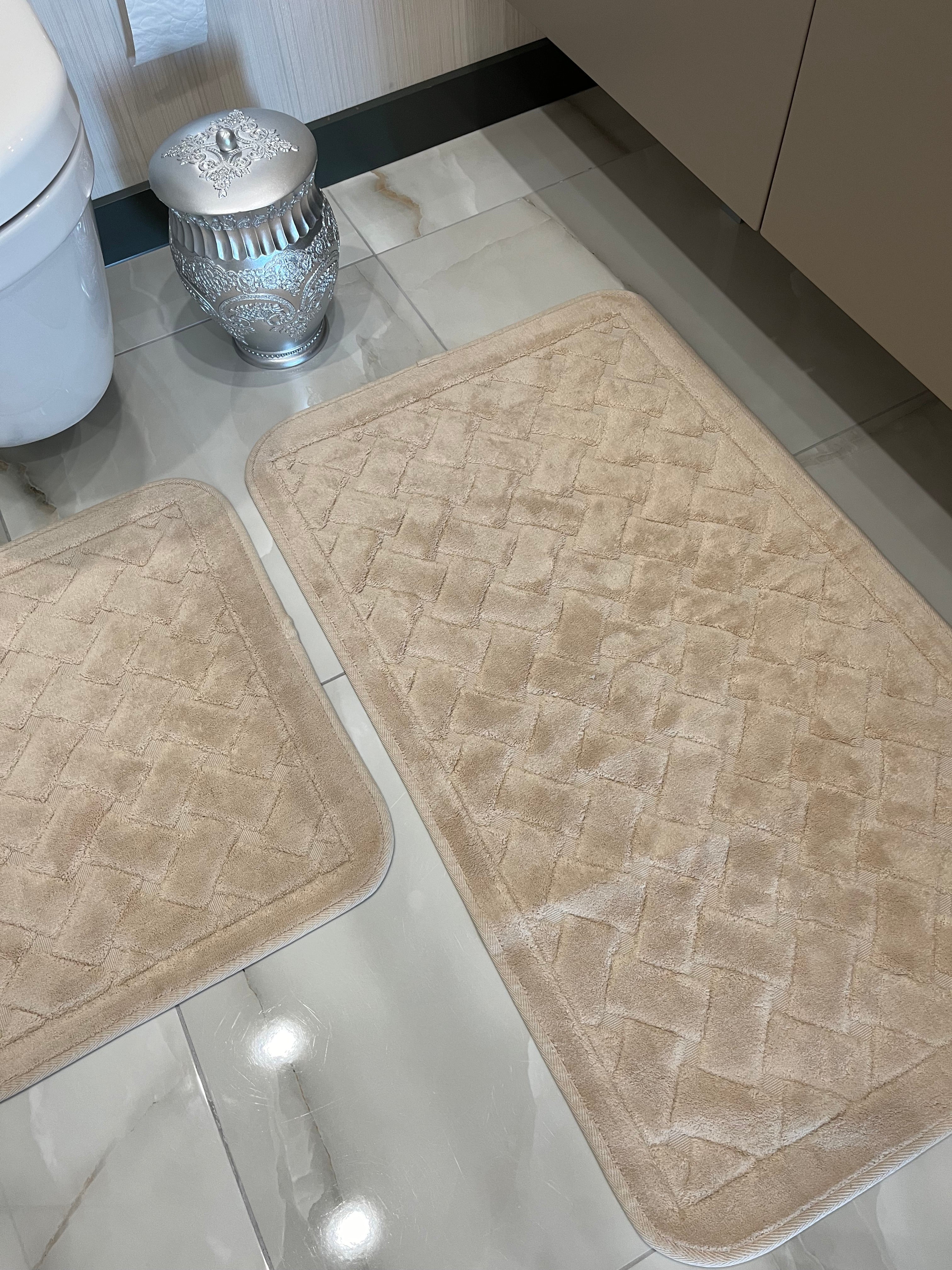 KAHVE - Yıkanabilir Pamuk Dokuma Taban Taban 60x100 50x60 2&