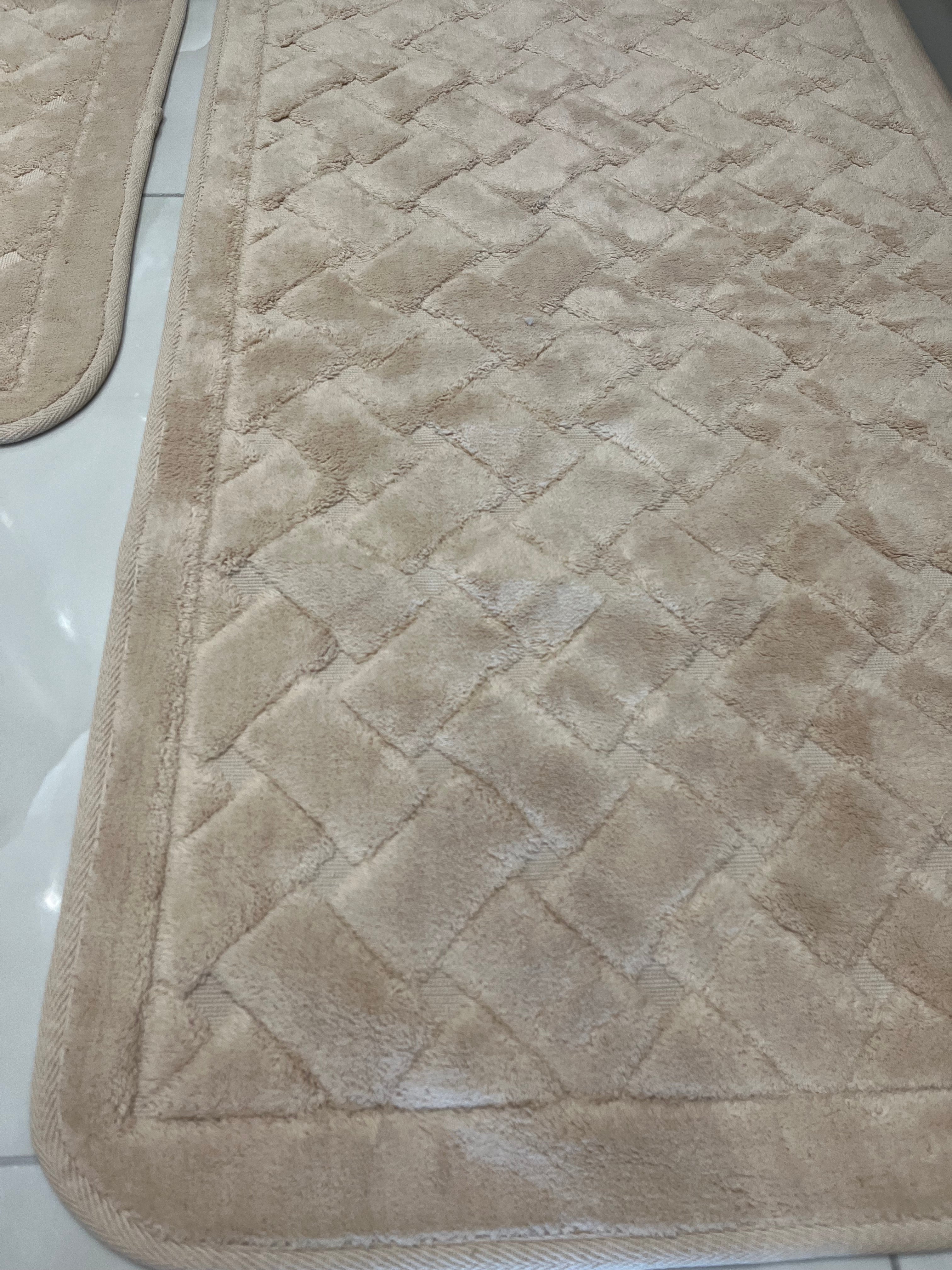 KAHVE - Yıkanabilir Pamuk Dokuma Taban Taban 60x100 50x60 2&