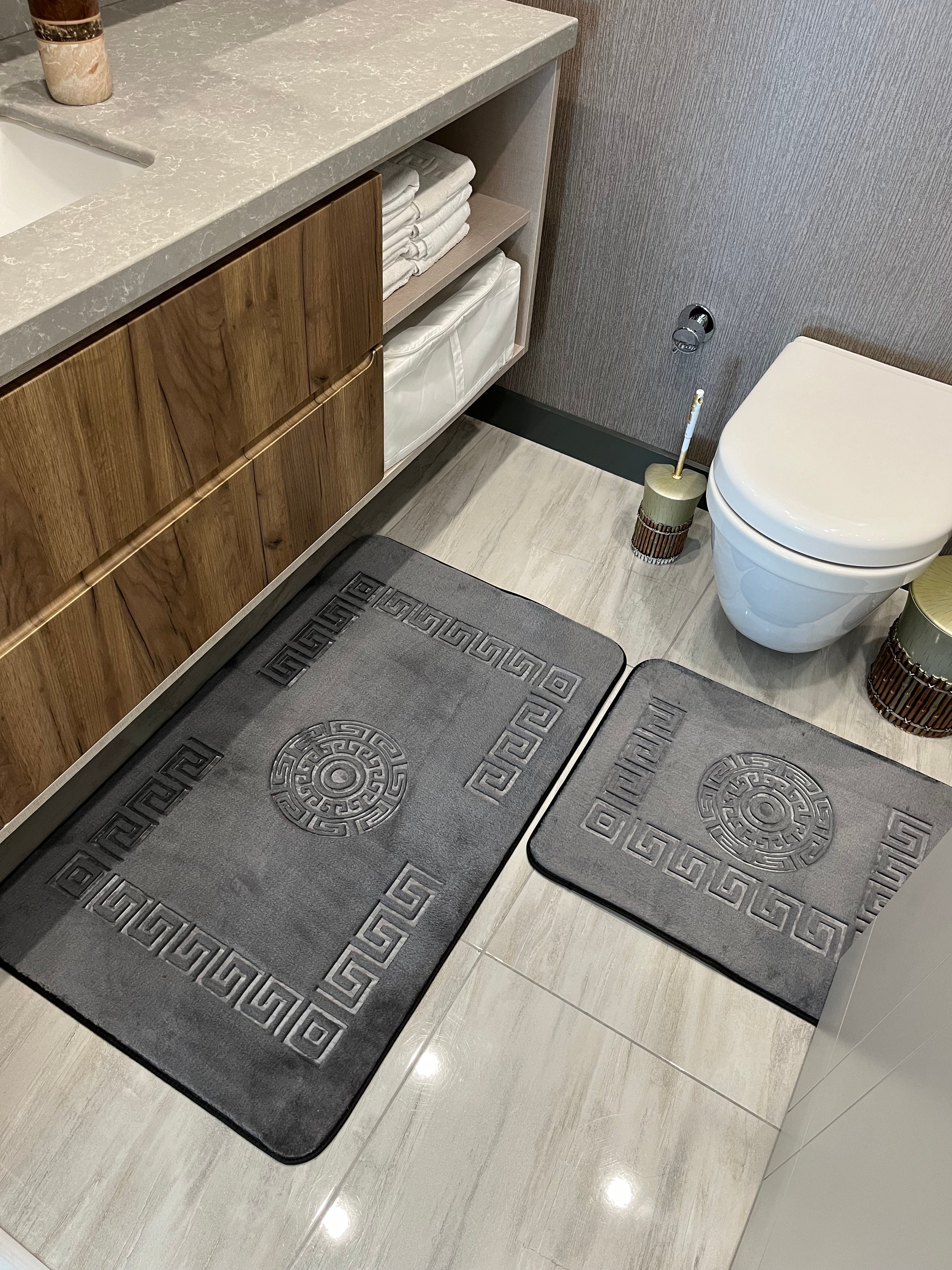 GRİ - Yıkanabilir Kaymaz Taban 60x100 50x60 2&
