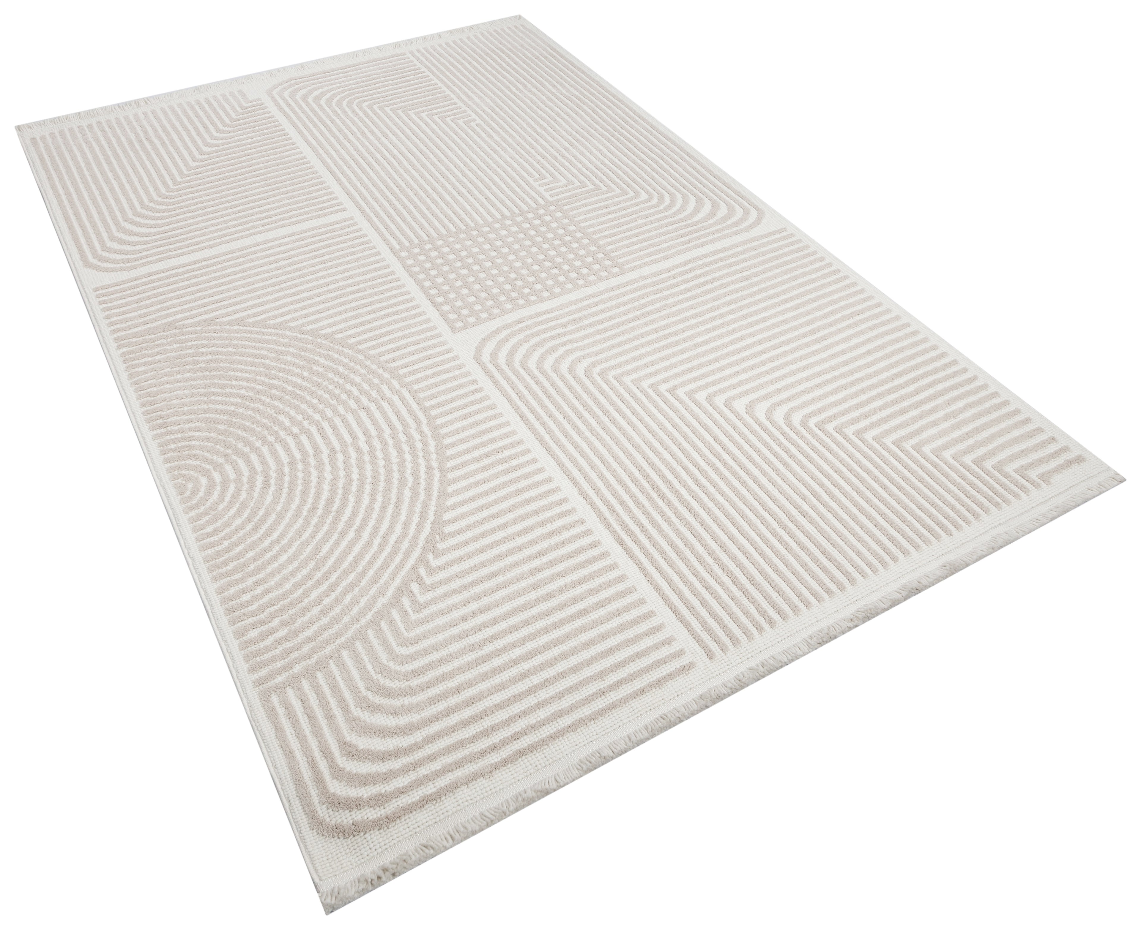 İCON T-LP03 BEJ Modern Geometrik Desenli Salon Koridor Mutfak Halısı
