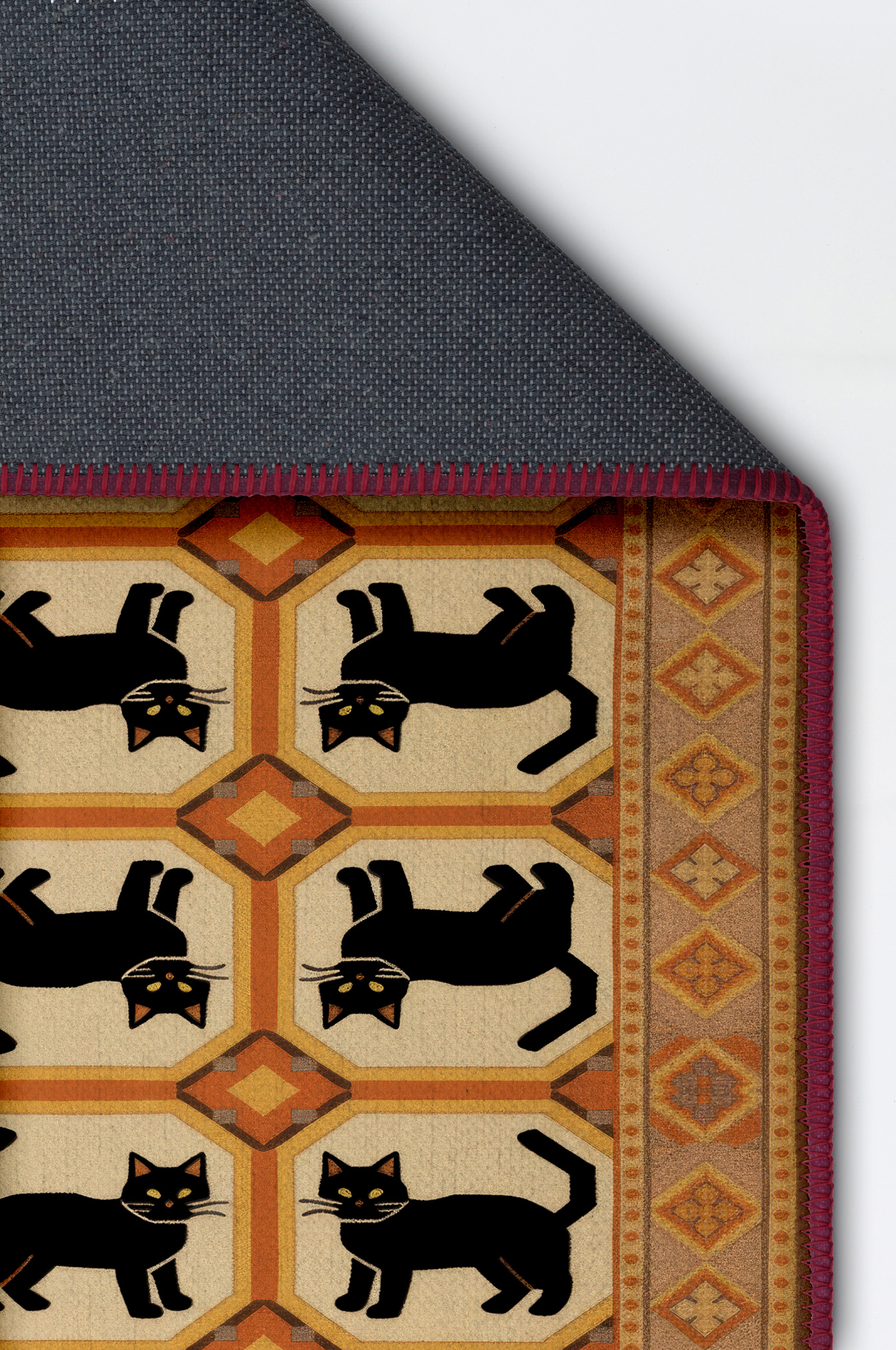 Arte KD001 Kedi Desenli Pati Dostu Hayvanseverler İçin Dekoratif Halı