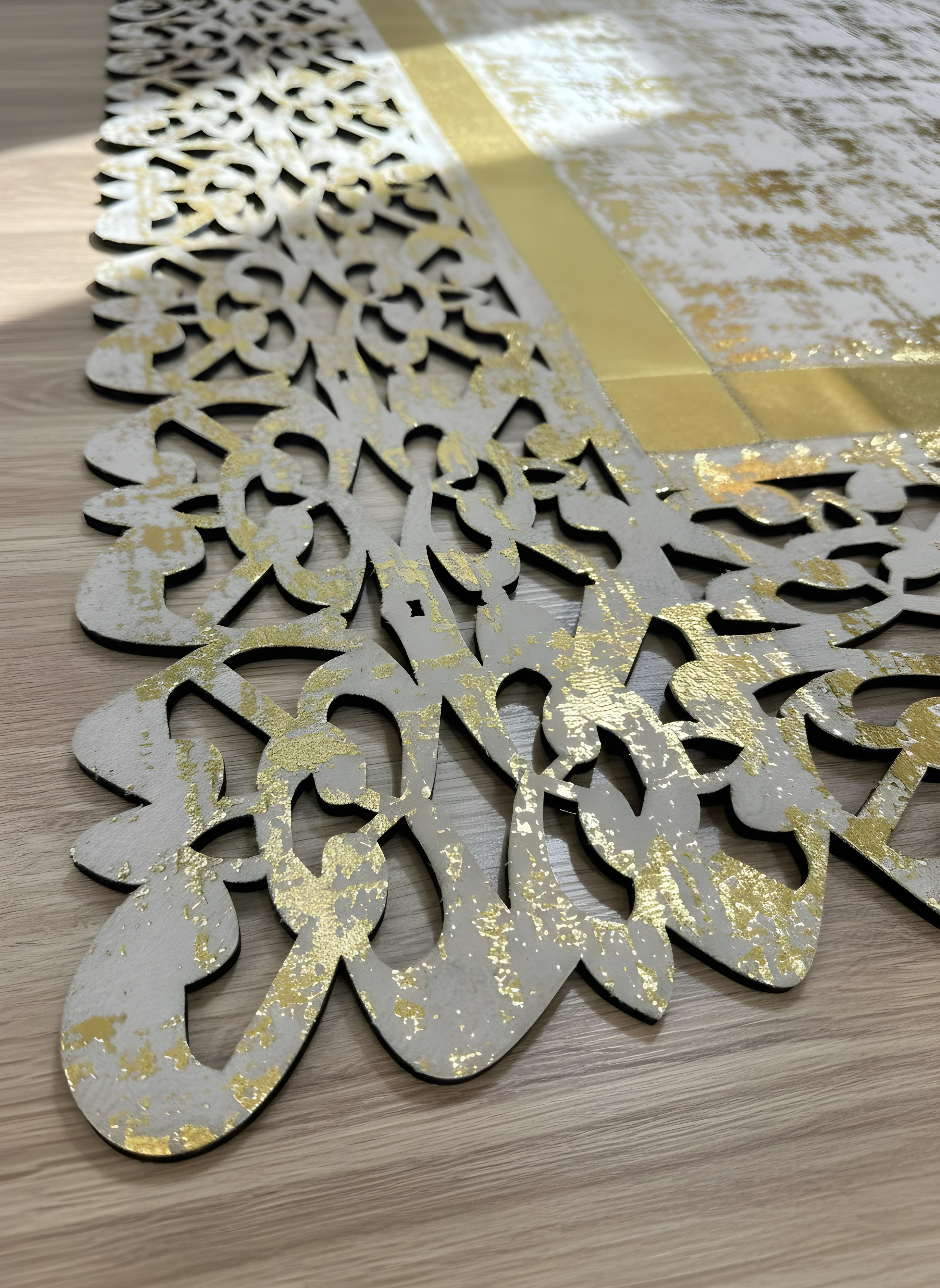 Royal Serisi Margo - El İşçiliği ile Üretilmiş Varaklı Deri Dekoratif Halı