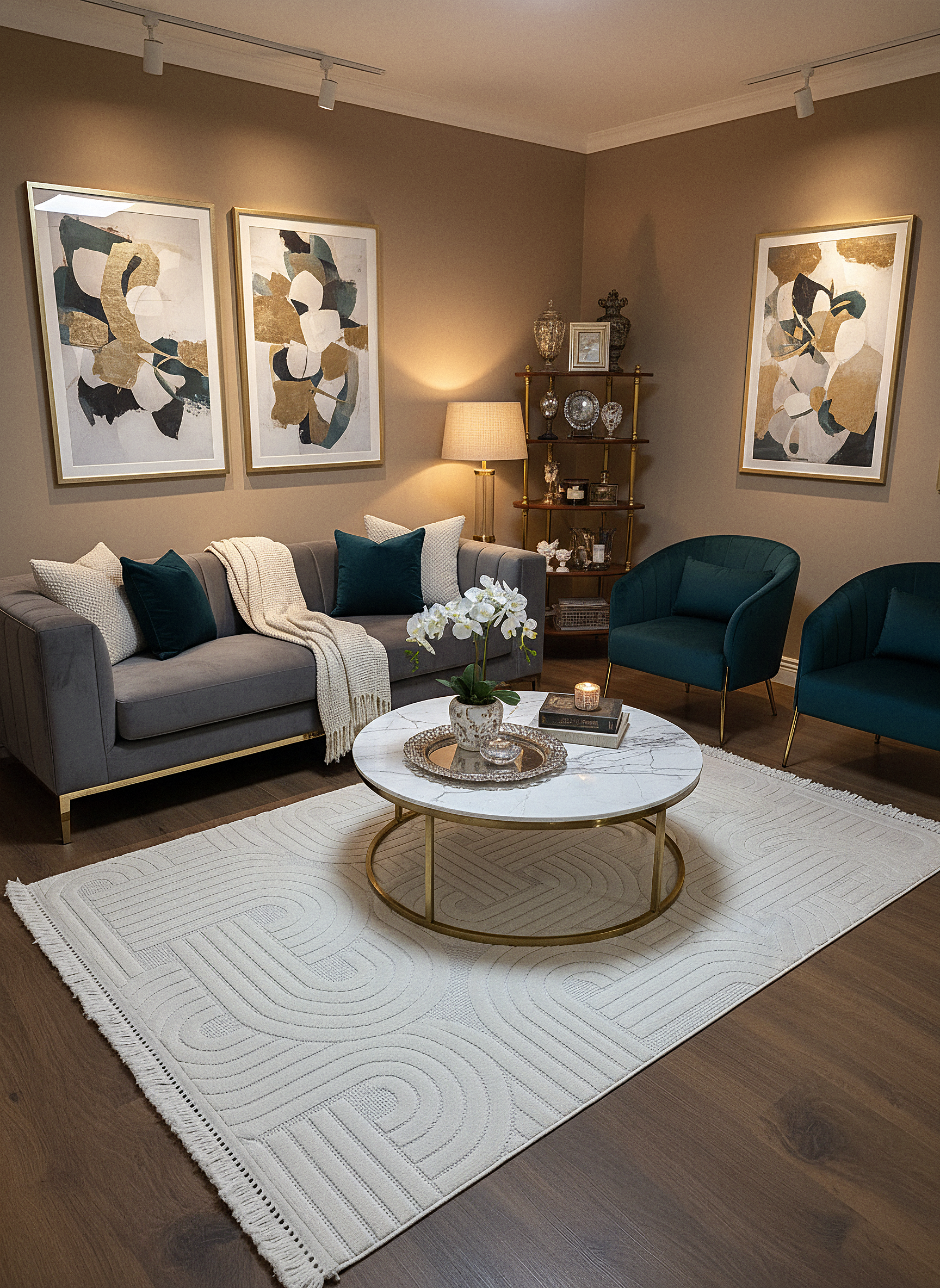 MİLAS C40-BEJ Kabartmalı Modern Geometrik Desenli Salon Koridor Mutfak Halısı