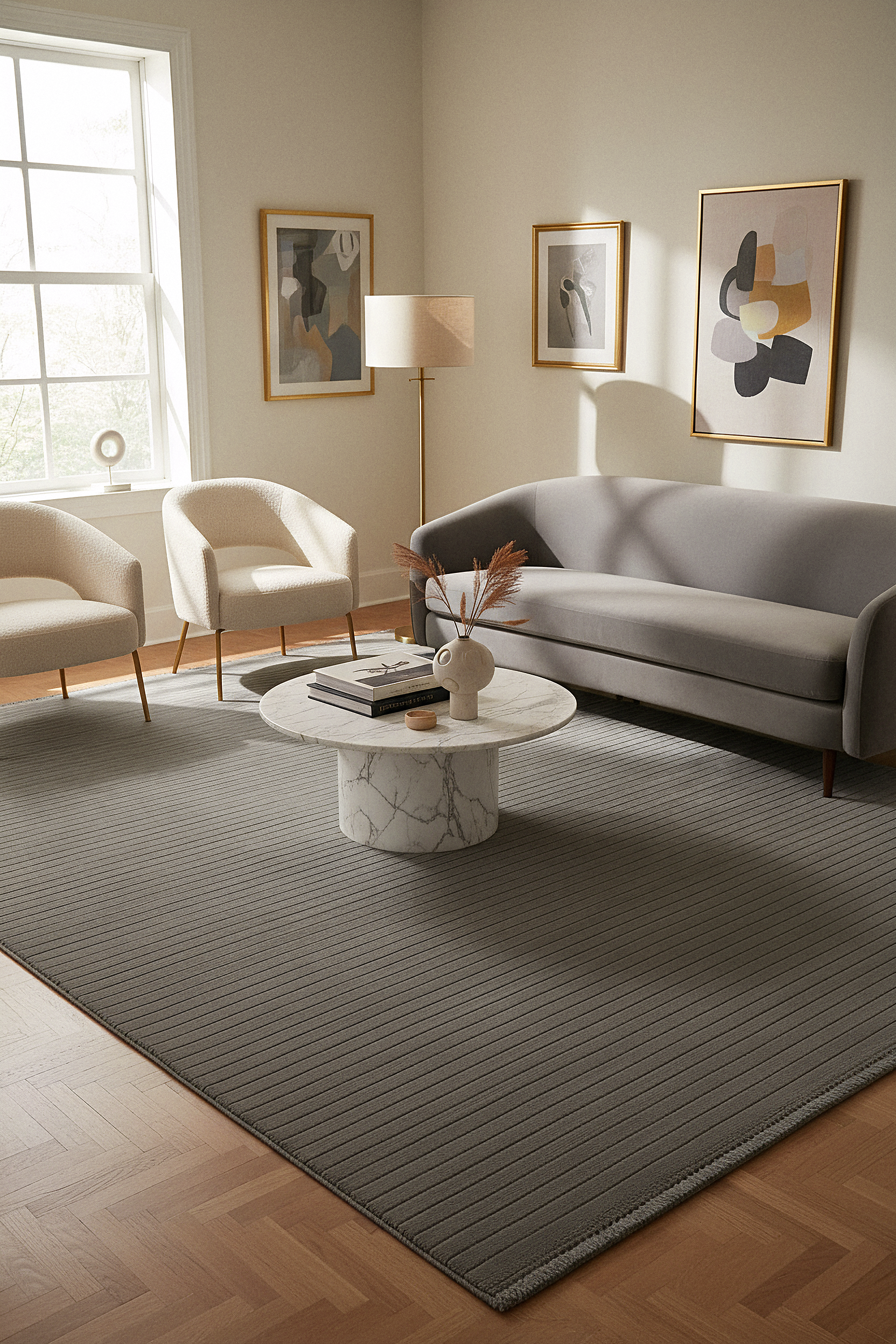MİLAS T-JP55 ANTRASİT Kabartmalı Modern Geometrik Desenli Salon Koridor Mutfak Halısı