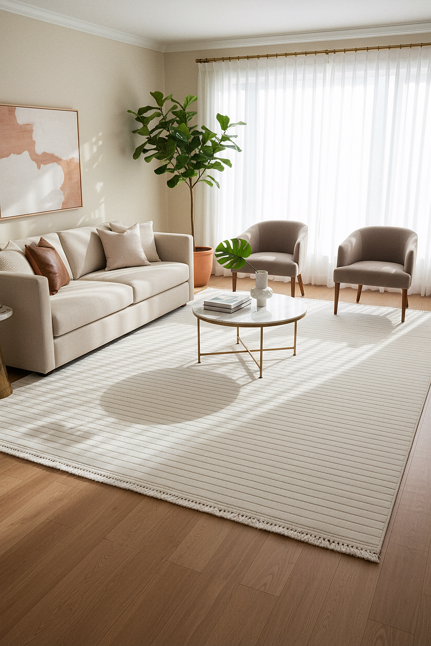 MİLAS T-JP55 KREM Kabartmalı Modern Geometrik Desenli Salon Koridor Mutfak Halısı