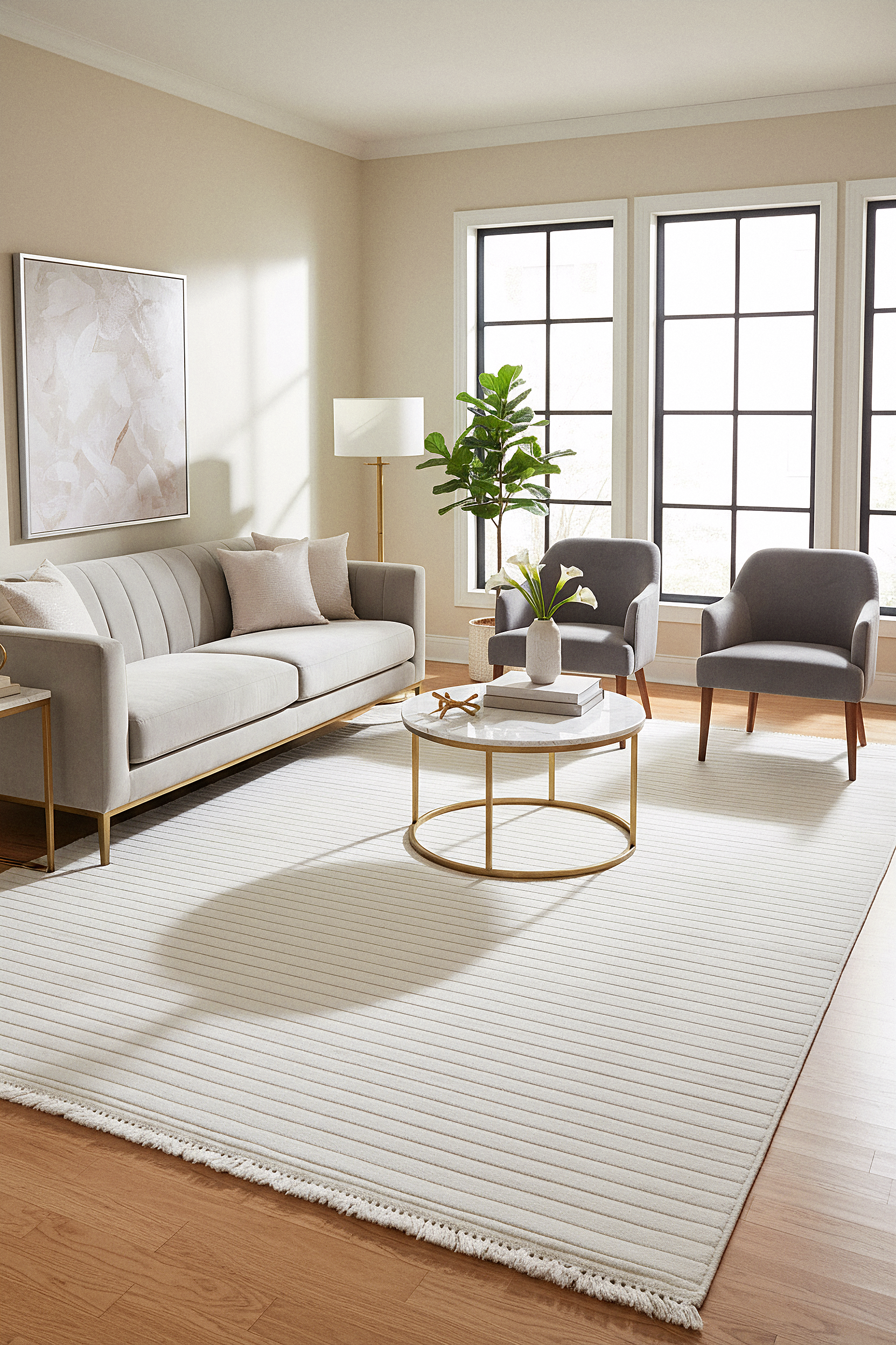 MİLAS T-JP55 KREM Kabartmalı Modern Geometrik Desenli Salon Koridor Mutfak Halısı
