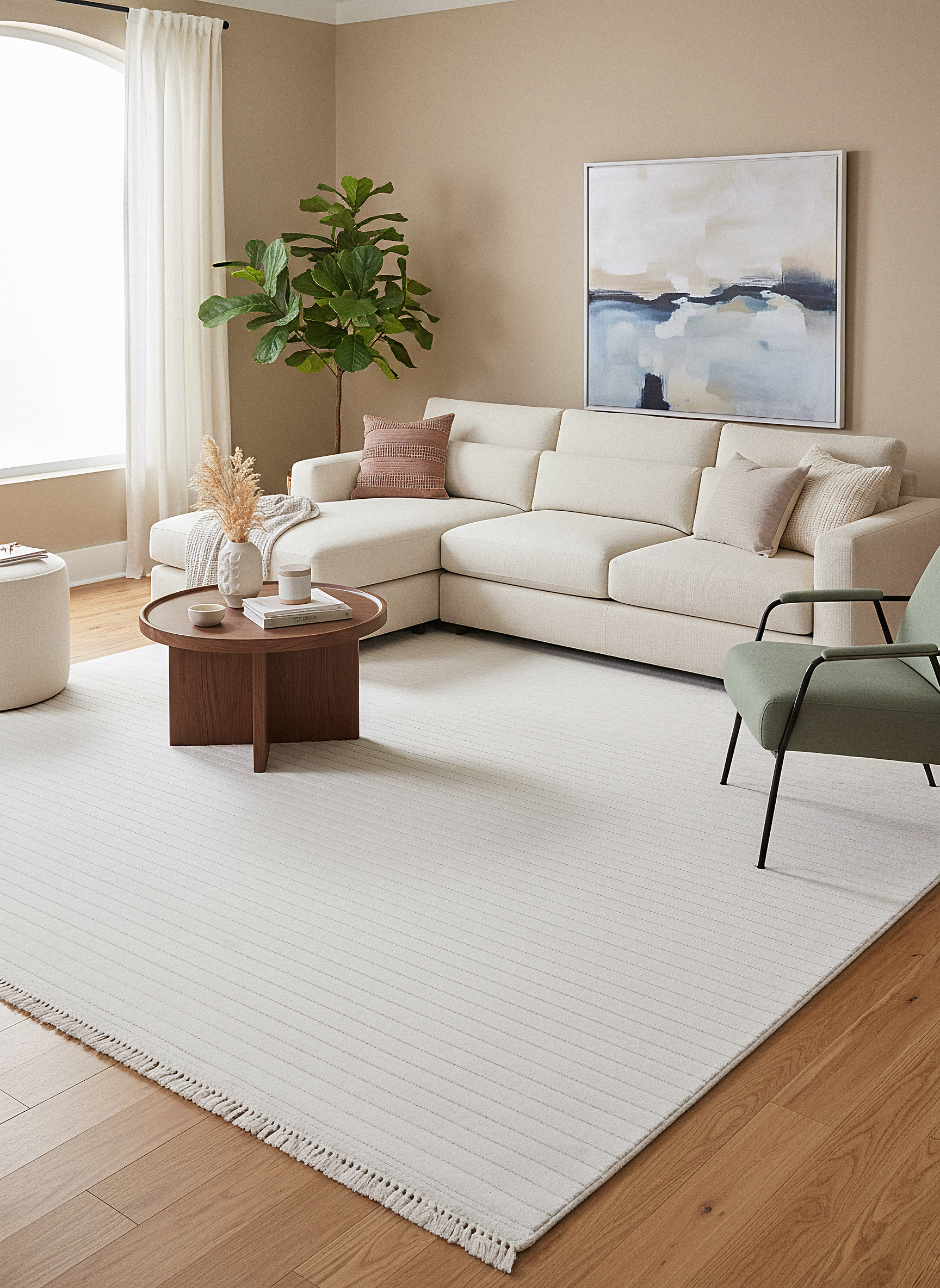 MİLAS T-JP55 KREM Kabartmalı Modern Geometrik Desenli Salon Koridor Mutfak Halısı