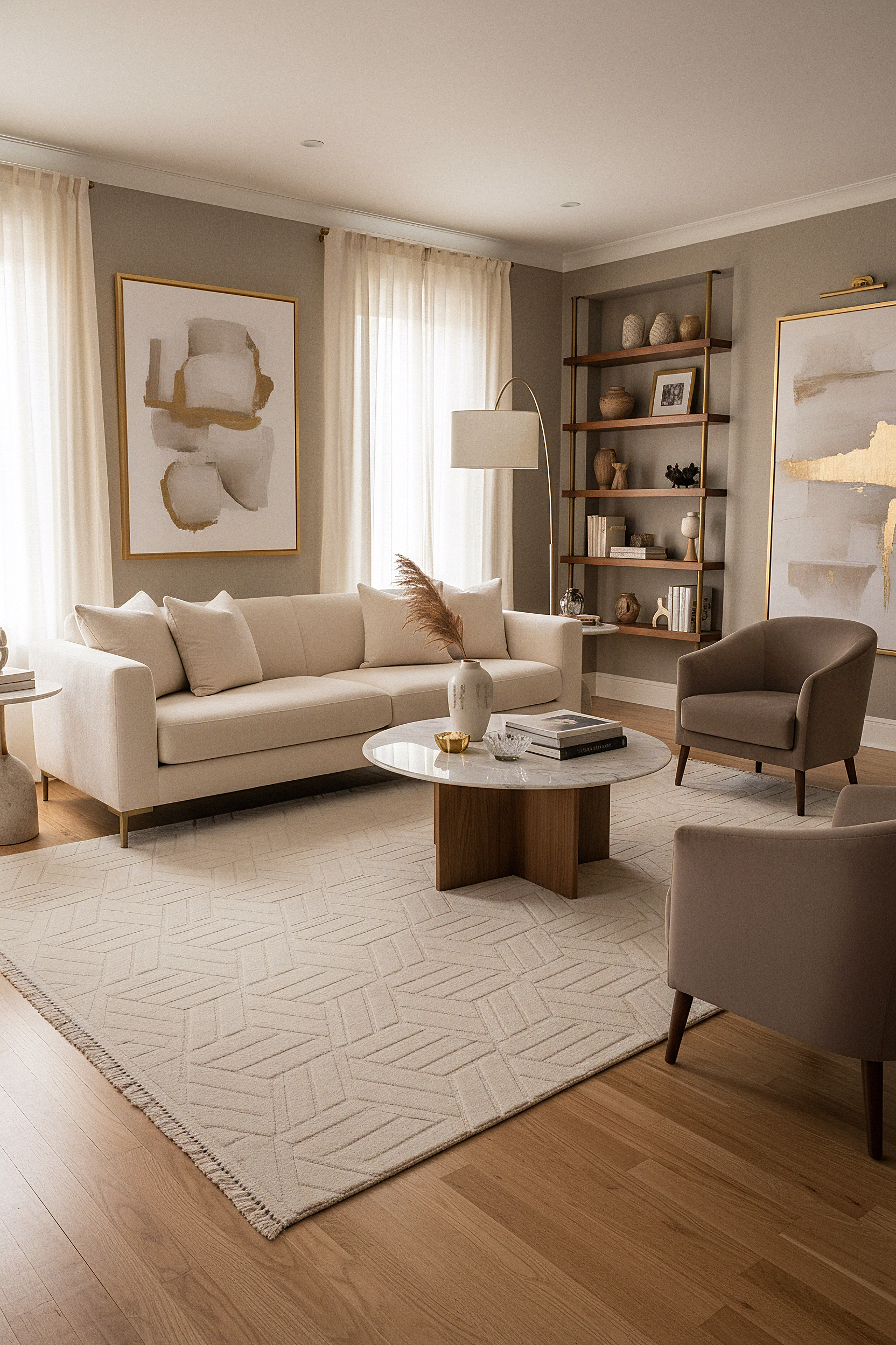MİLAS T-LO67 BEJ Kabartmalı Modern Geometrik Desenli Salon Koridor Mutfak Halısı