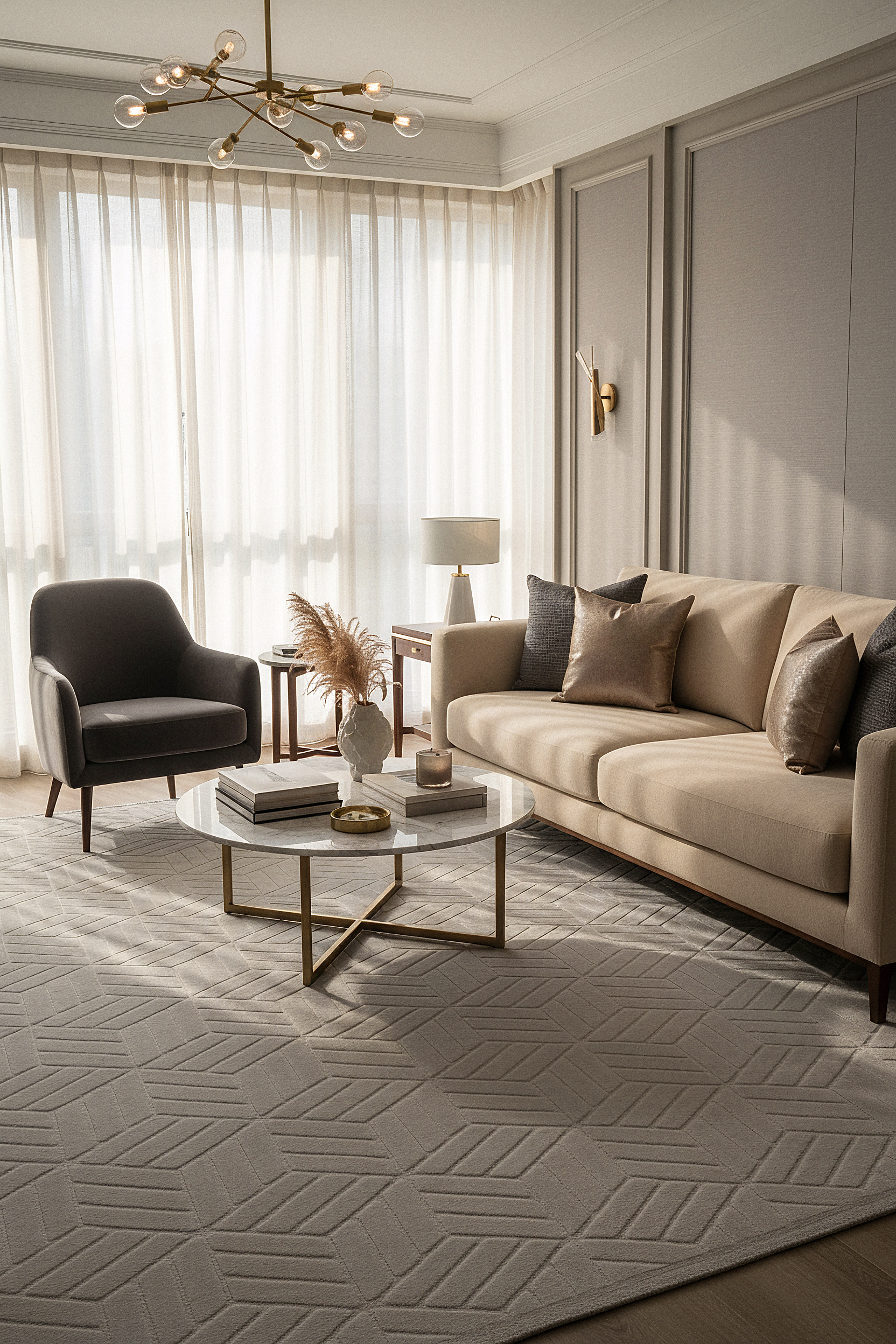 MİLAS T-LO67 GRİ Kabartmalı Modern Geometrik Desenli Salon Koridor Mutfak Halısı