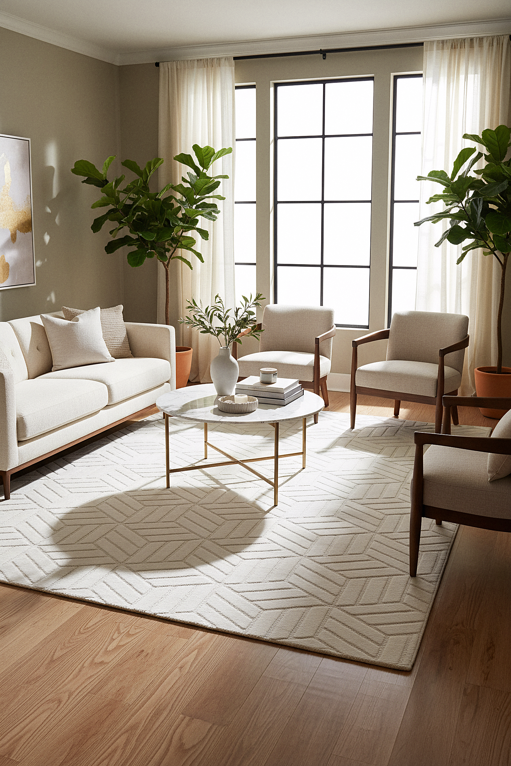 MİLAS T-LO67 KREM Kabartmalı Modern Geometrik Desenli Salon Koridor Mutfak Halısı