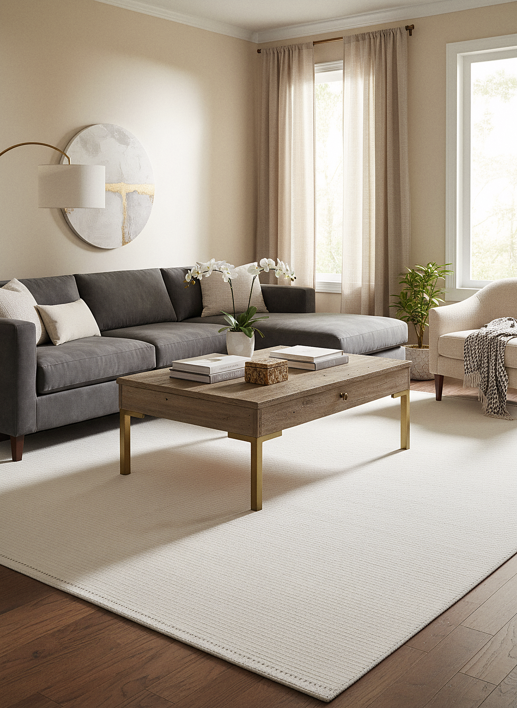 MODENA T-MO01 KREM Sık Bukle Dokuma Yumuşak Salon Koridor Mutfak Halısı