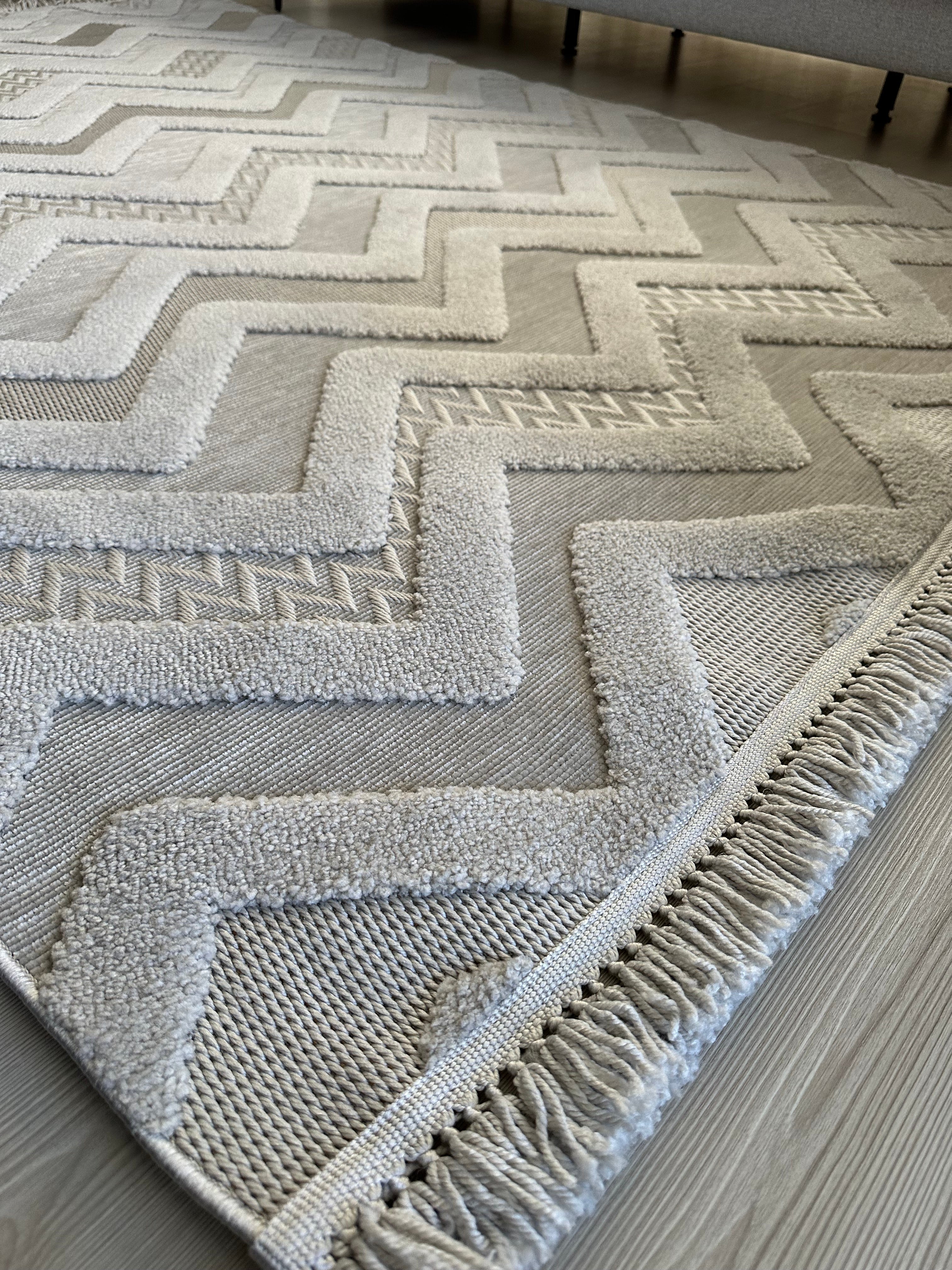 PALERMO L14 GRİ Modern Geometrik Desenli Salon Mutfak Koridor Halısı-KP