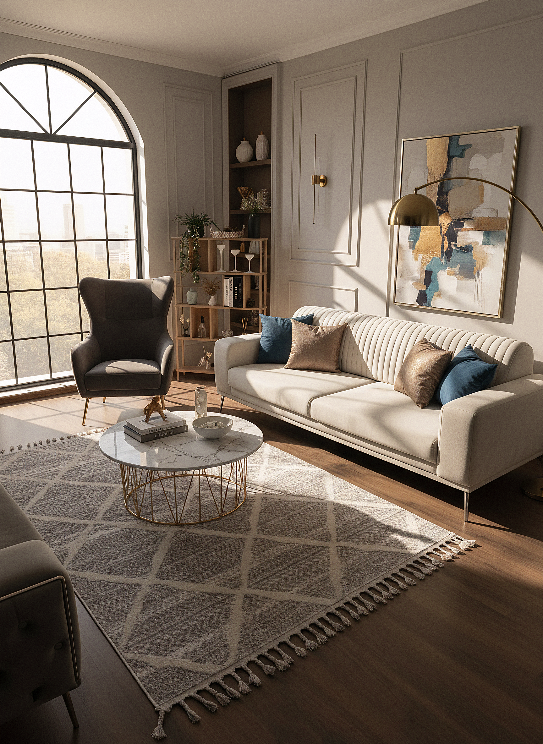 PALERMO A-10692 GRİ Sık Dokuma Modern Geometrik Desenli Salon Koridor Mutfak Halısı