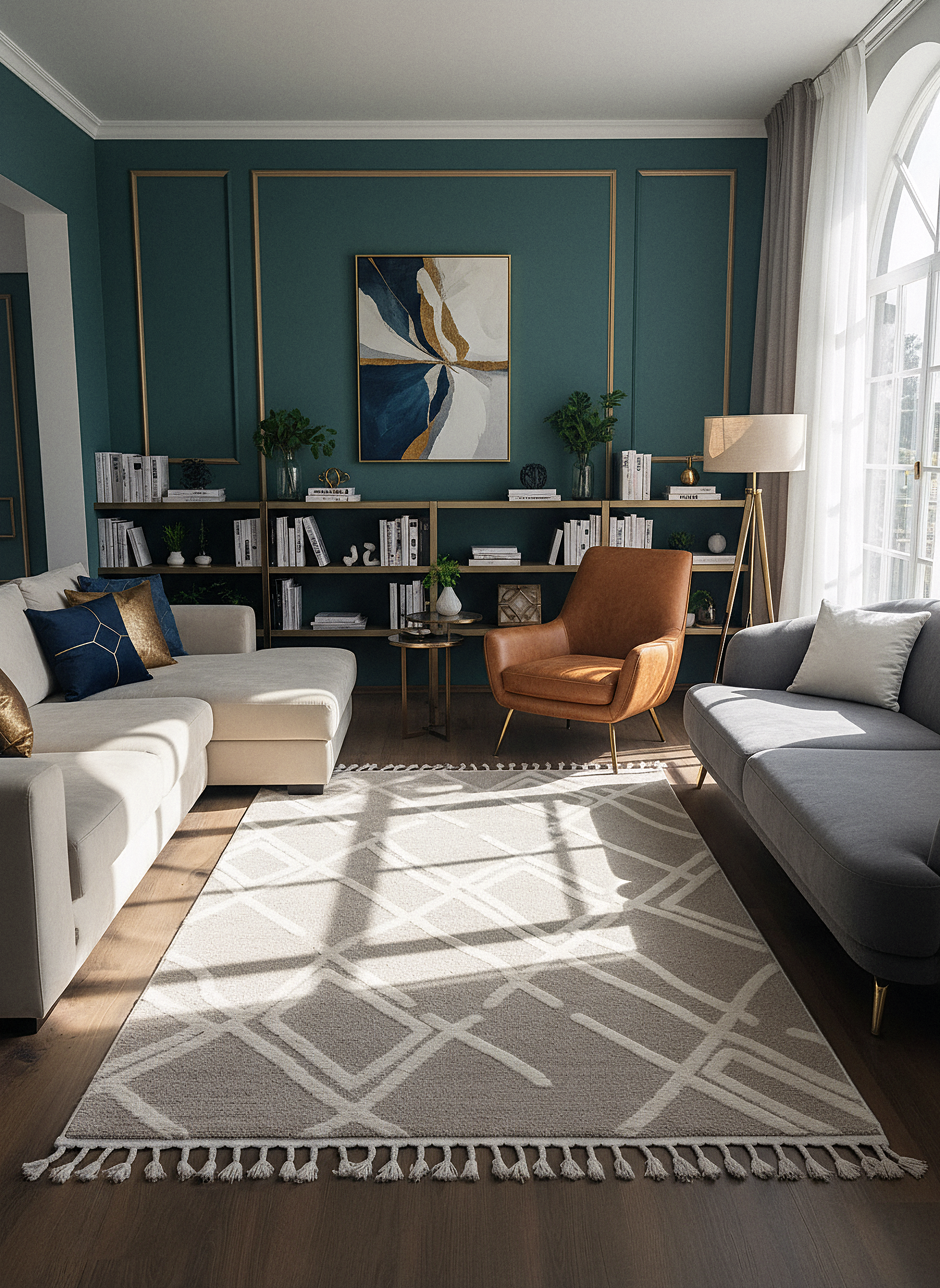 PALERMO A-11891 BEJ Sık Dokuma Modern Geometrik Desenli Salon Koridor Mutfak Halısı