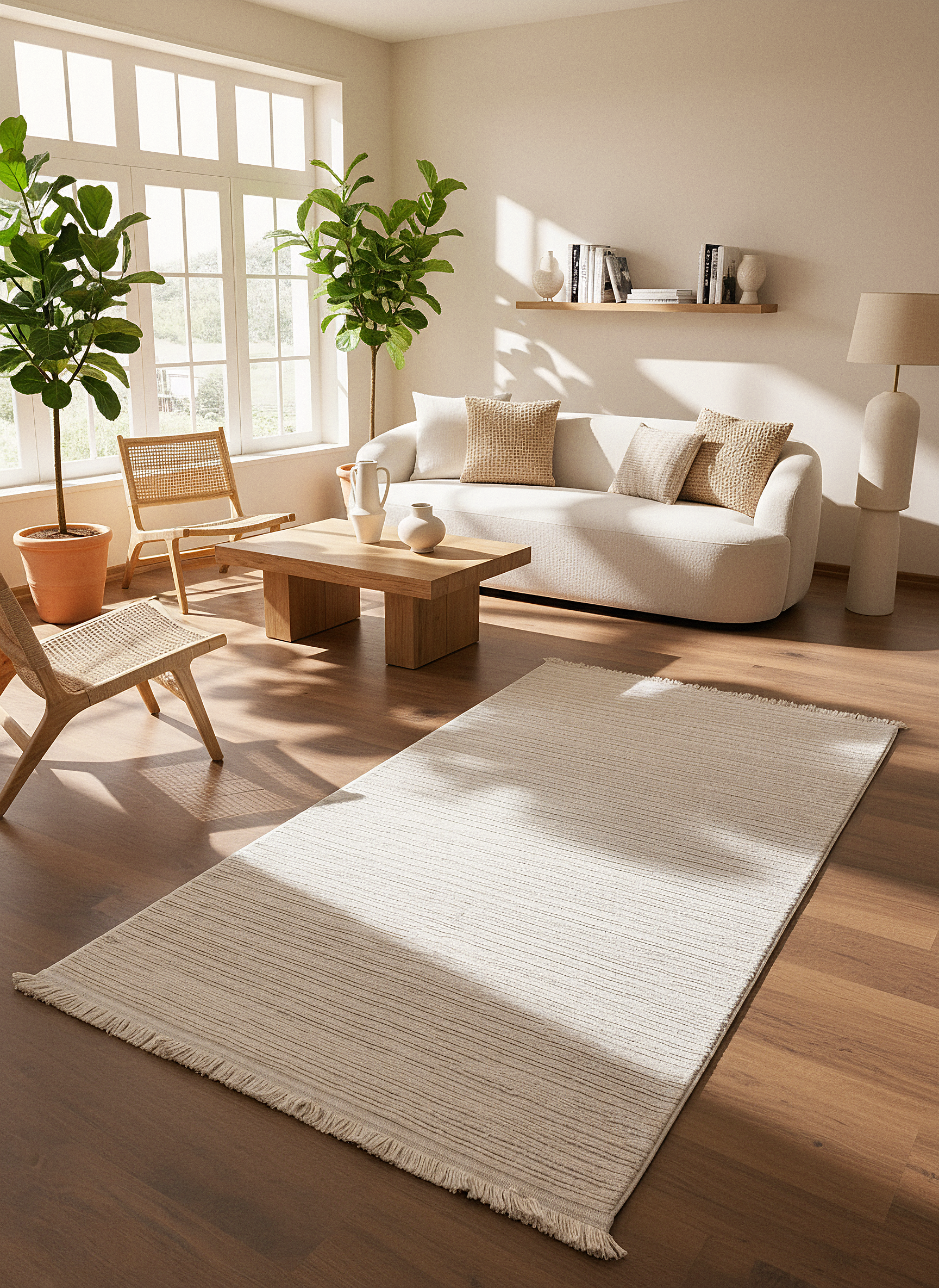 PALERMO C1-BEJ Sık Dokuma Modern Geometrik Desenli Salon Koridor Mutfak Halısı