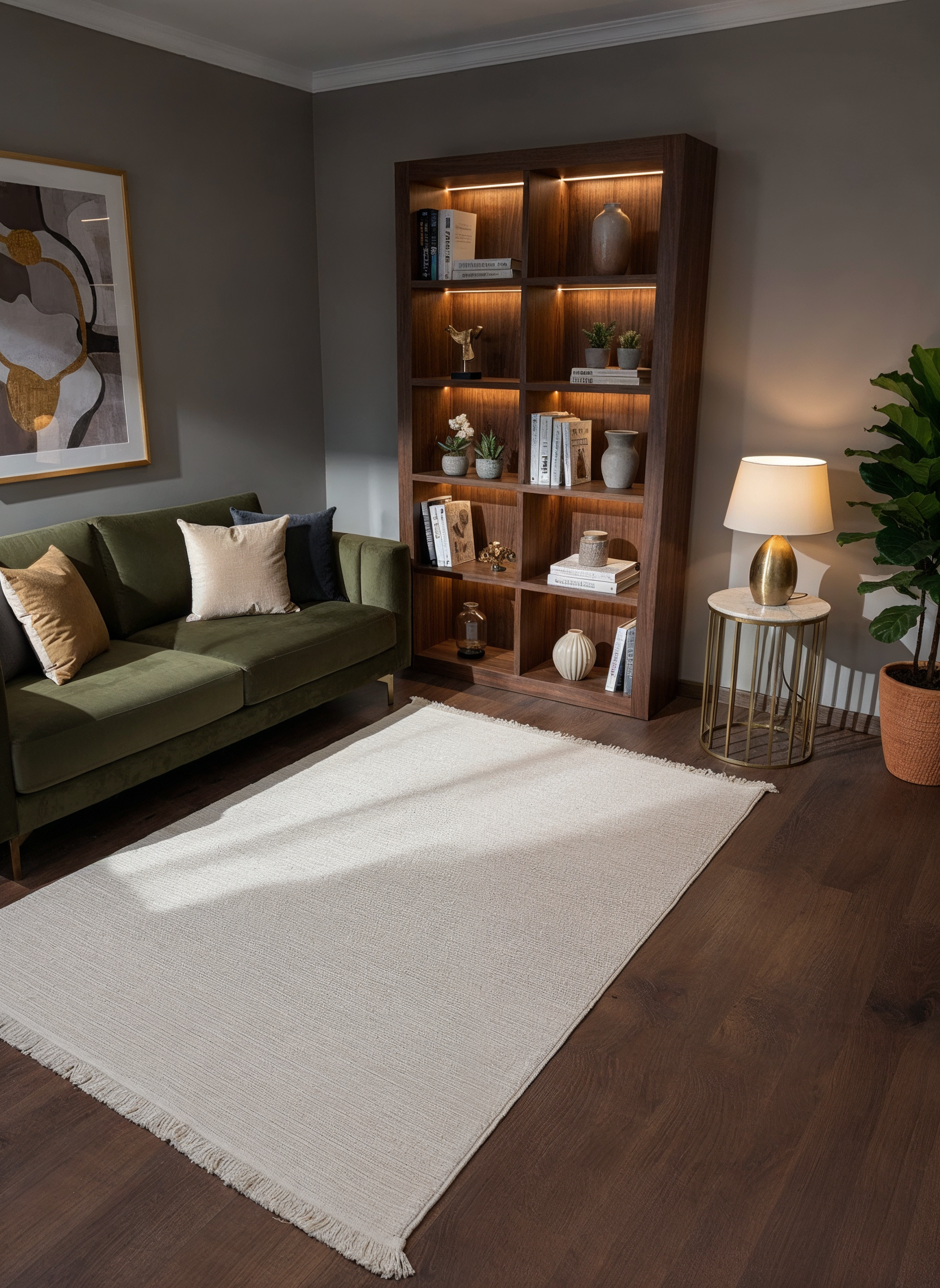 PALERMO C3-KREM Sık Dokuma Modern Geometrik Desenli Salon Koridor Mutfak Halısı