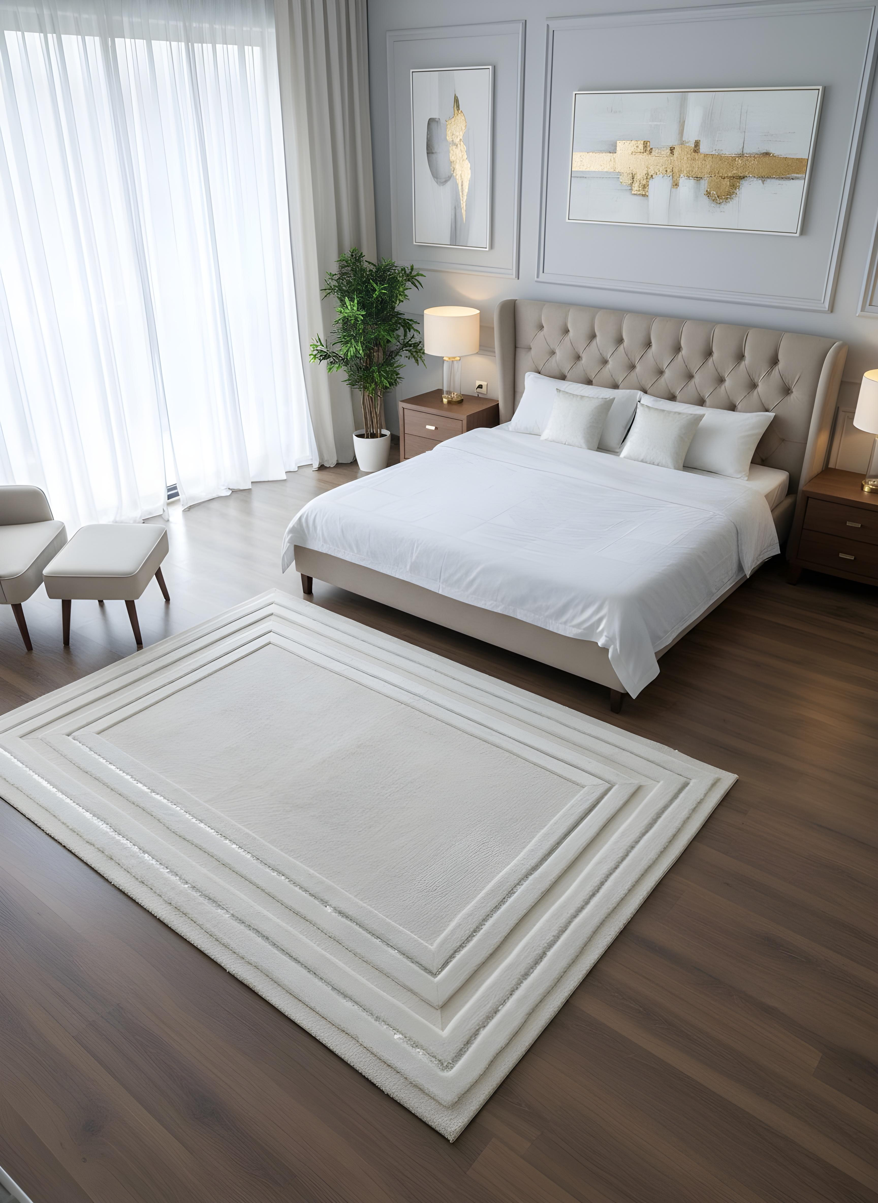 Royal Serisi Safir - El İşçiliği ile Tavşan Post ve Varaklı Deri Dekoratif Halı