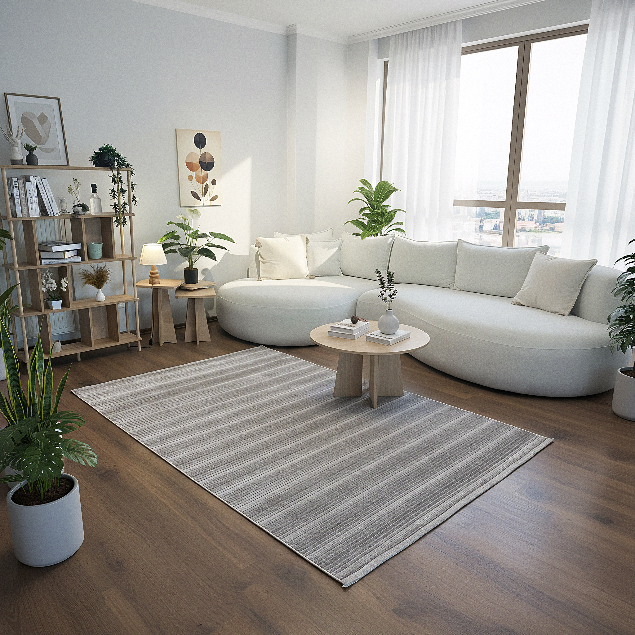 ŞÖNİL İNKA-BEJ Makinede Yıkanabilir İskandinav Desenli Salon Koridor Mutfak Şönil Dokuma Halı