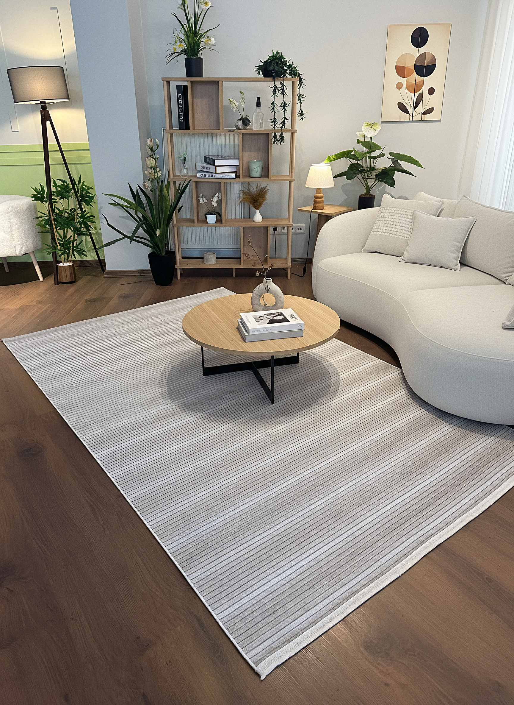 ŞÖNİL İNKA-KREM Makinede Yıkanabilir İskandinav Desenli Salon Koridor Mutfak Şönil Dokuma Halı