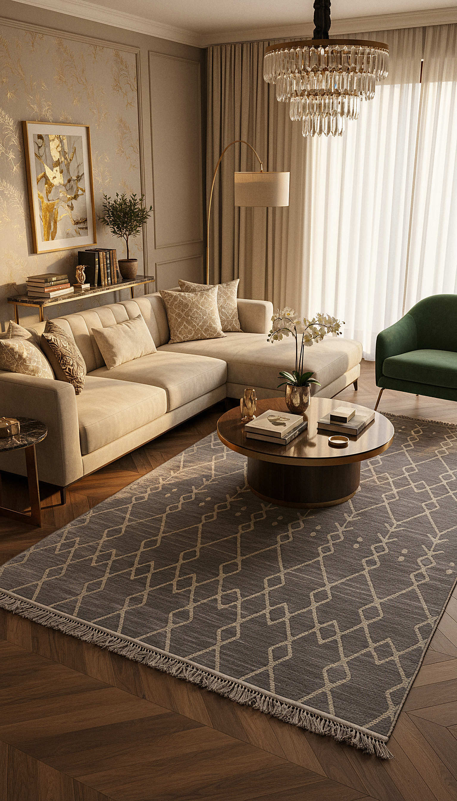 ŞÖNİL MODERN - GRİ Makinede Yıkanabilir İskandinav Desenli Salon Koridor Mutfak Şönil Dokuma Halı