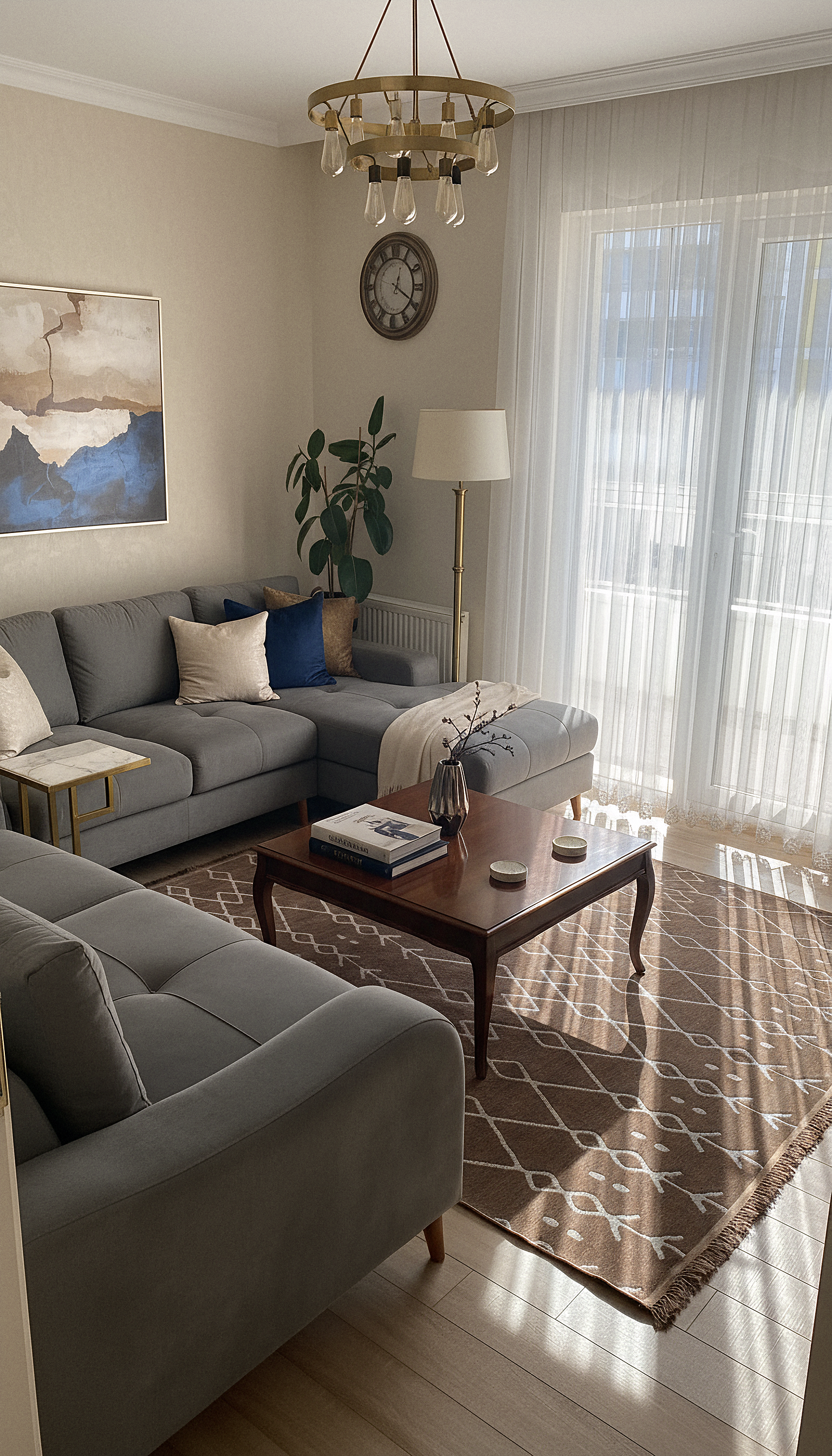 ŞÖNİL MODERN - KAHVE Makinede Yıkanabilir İskandinav Desenli Salon Koridor Mutfak Şönil Dokuma Halı