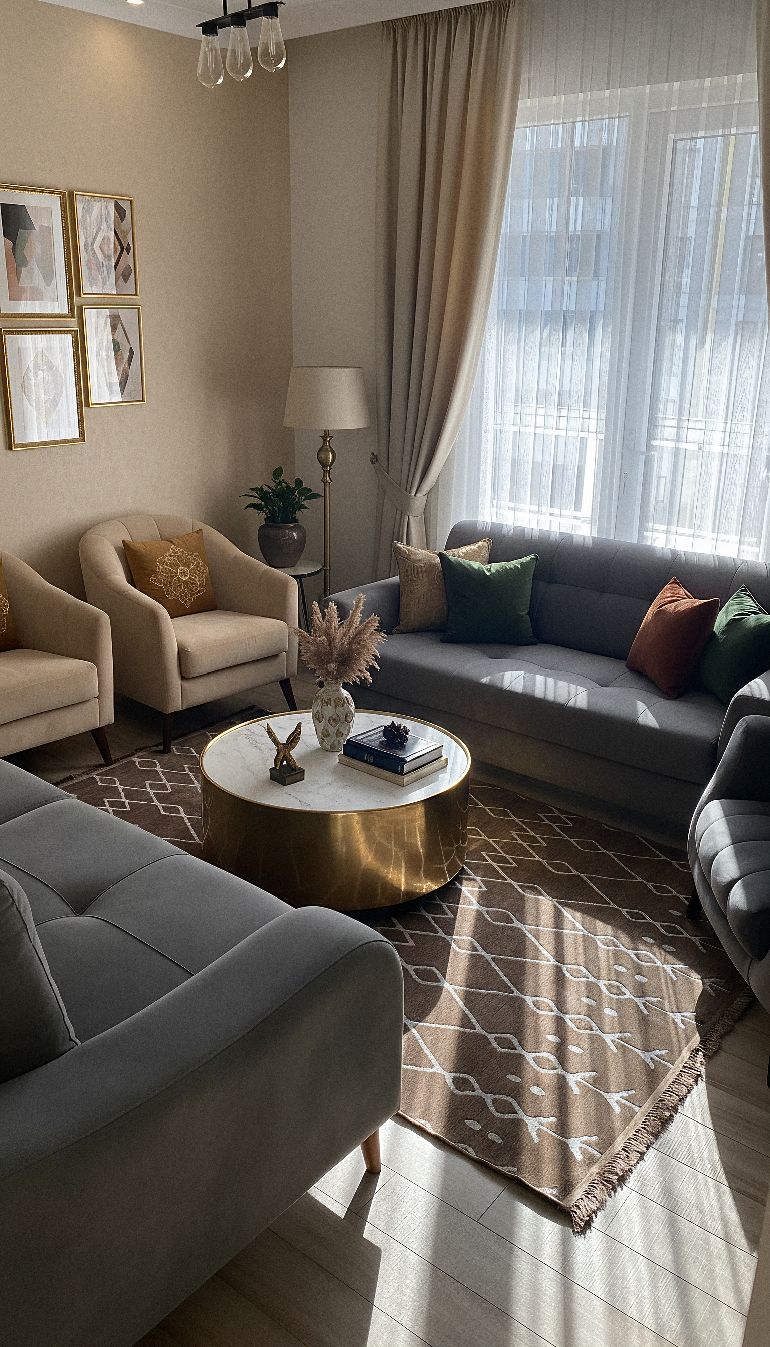 ŞÖNİL MODERN - KAHVE Makinede Yıkanabilir İskandinav Desenli Salon Koridor Mutfak Şönil Dokuma Halı
