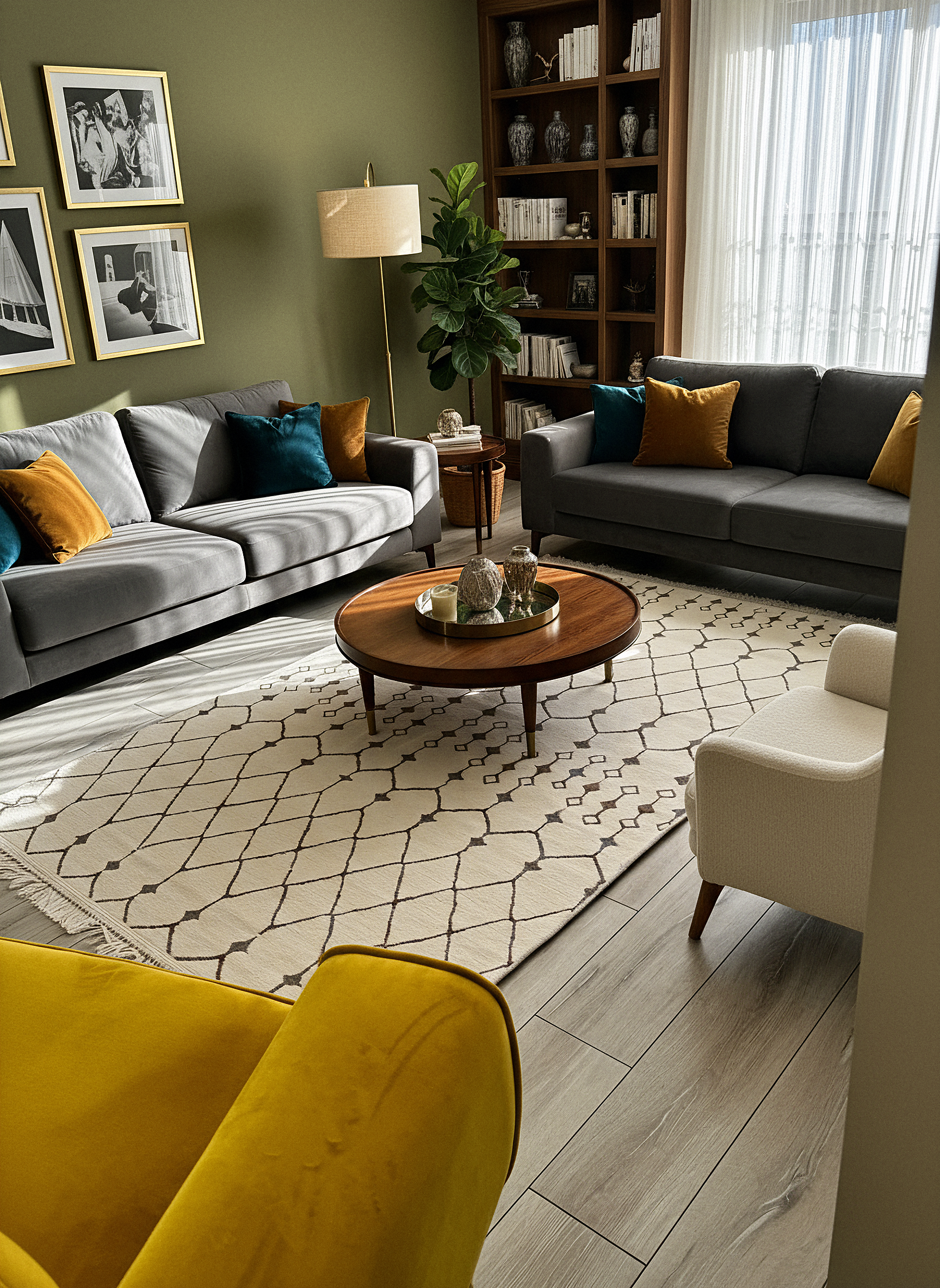 ŞÖNİL MODERN-KREM Makinede Yıkanabilir İskandinav Desenli Salon Koridor Mutfak Şönil Dokuma Halı
