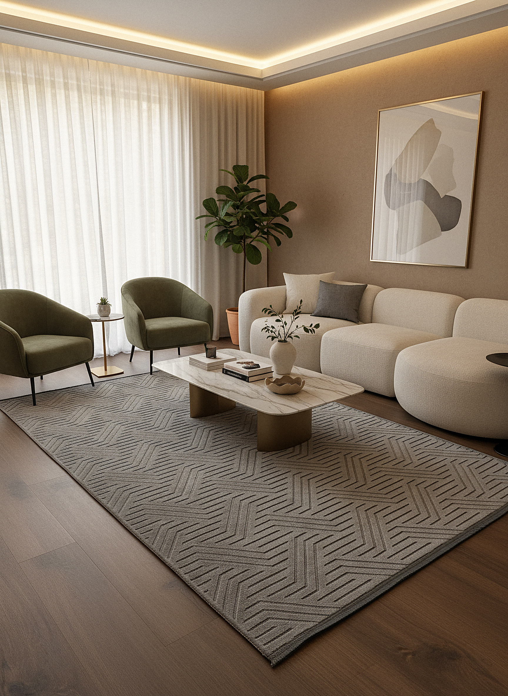 ŞÖNİL PERLA - GRİ Makinede Yıkanabilir Geometrik Modern Desenli Salon Koridor Mutfak Şönil Dokuma Halı