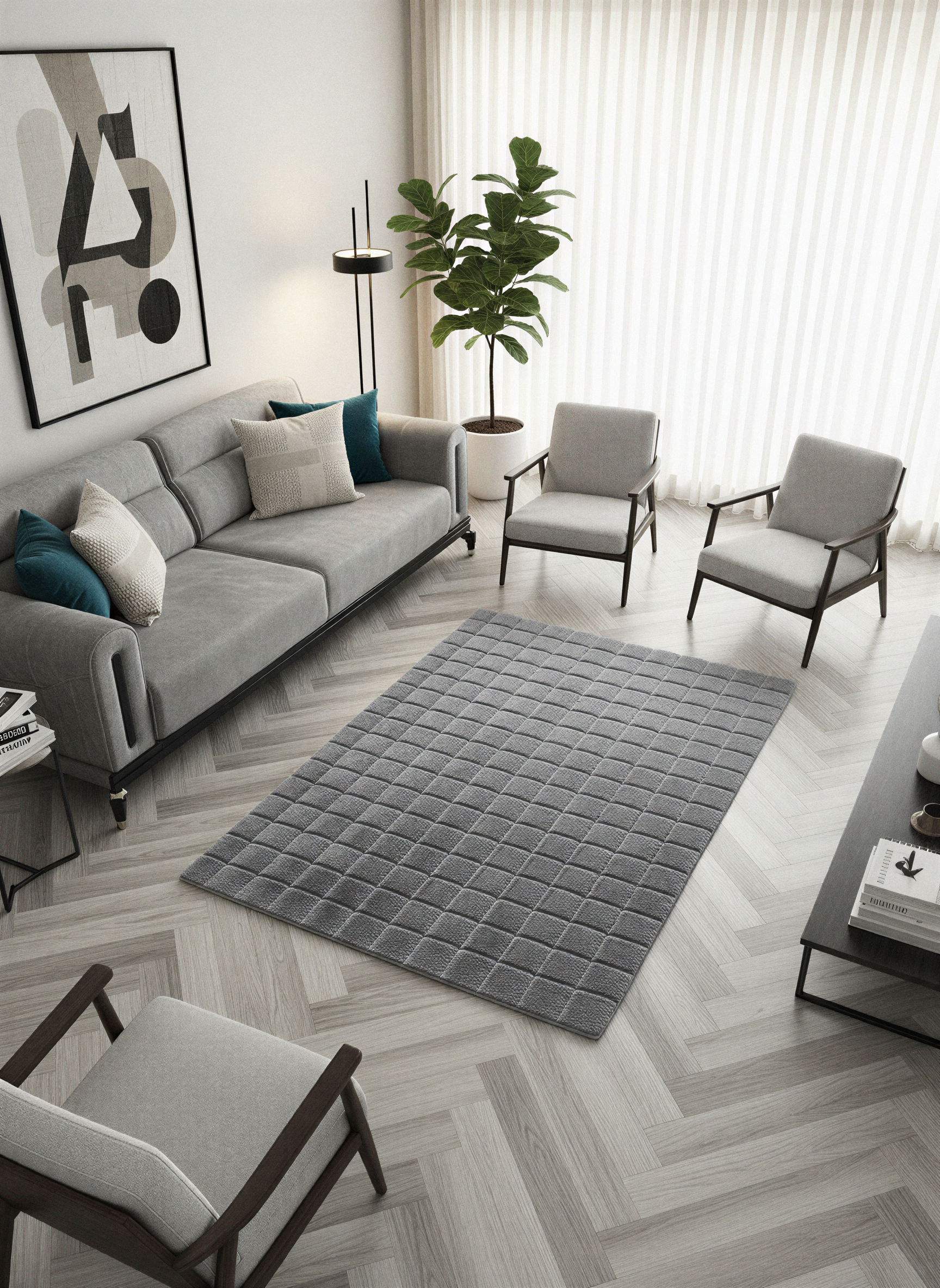 TAVŞAN SAMUR FÜME - Kaymaz Taban Tavşan Shaggy Yatak Odası Oturma Odası Çocuk Odası Halısı