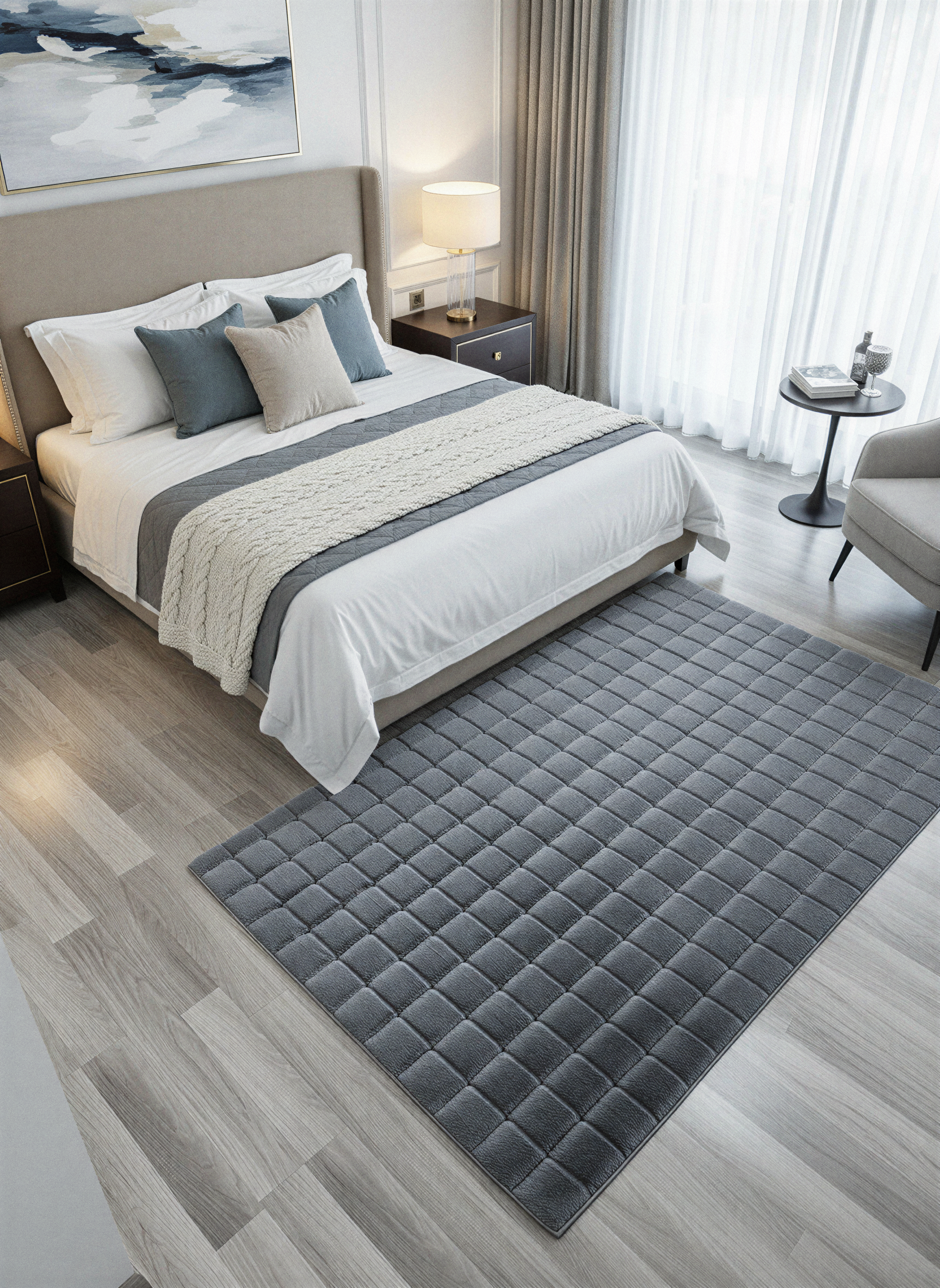 TAVŞAN SAMUR FÜME - Kaymaz Taban Tavşan Shaggy Yatak Odası Oturma Odası Çocuk Odası Halısı