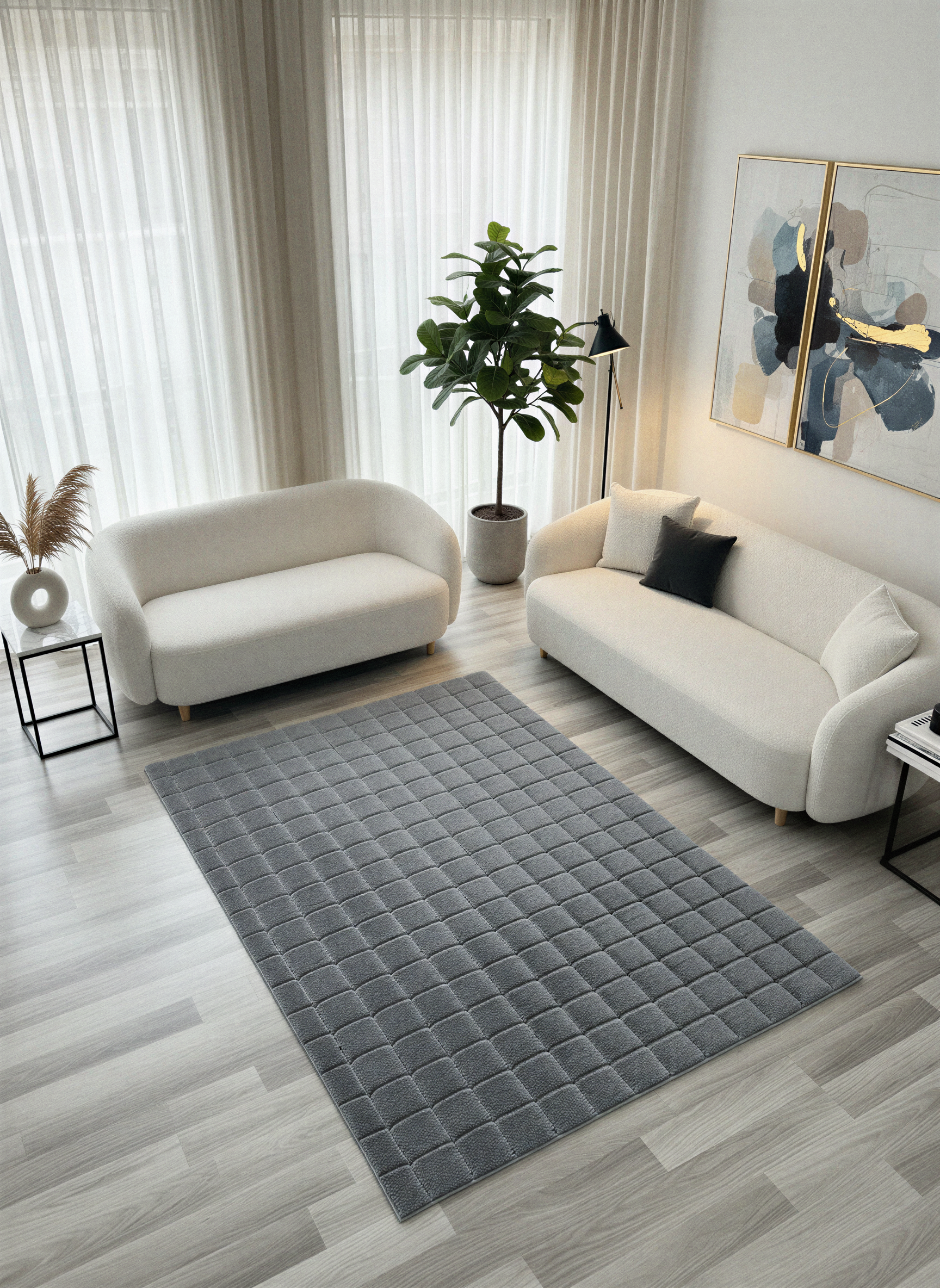 TAVŞAN SAMUR FÜME - Kaymaz Taban Tavşan Shaggy Yatak Odası Oturma Odası Çocuk Odası Halısı