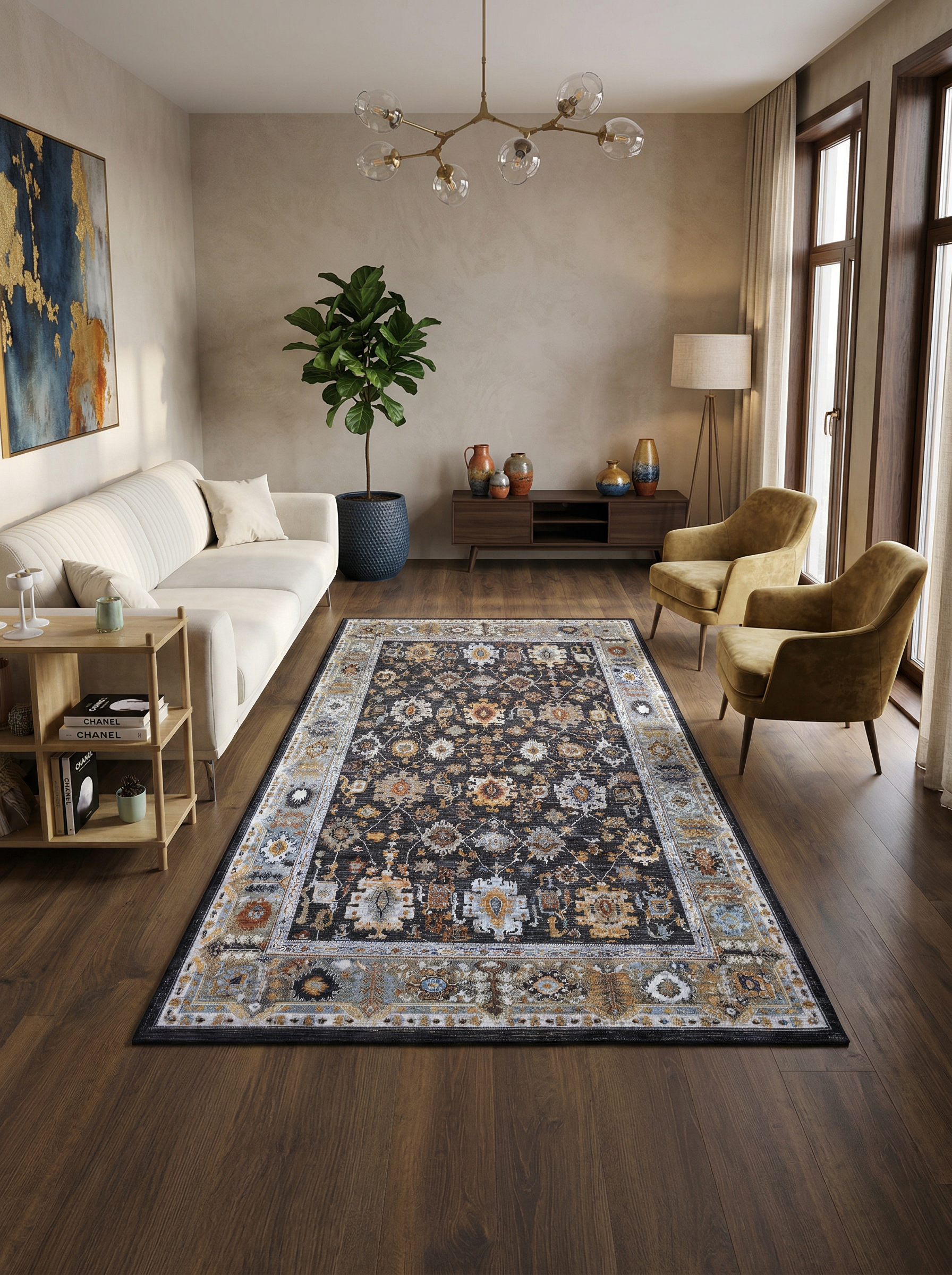 Arte VN016-4 Vintage Klasik Desenli Dekoratif Şönil Halı