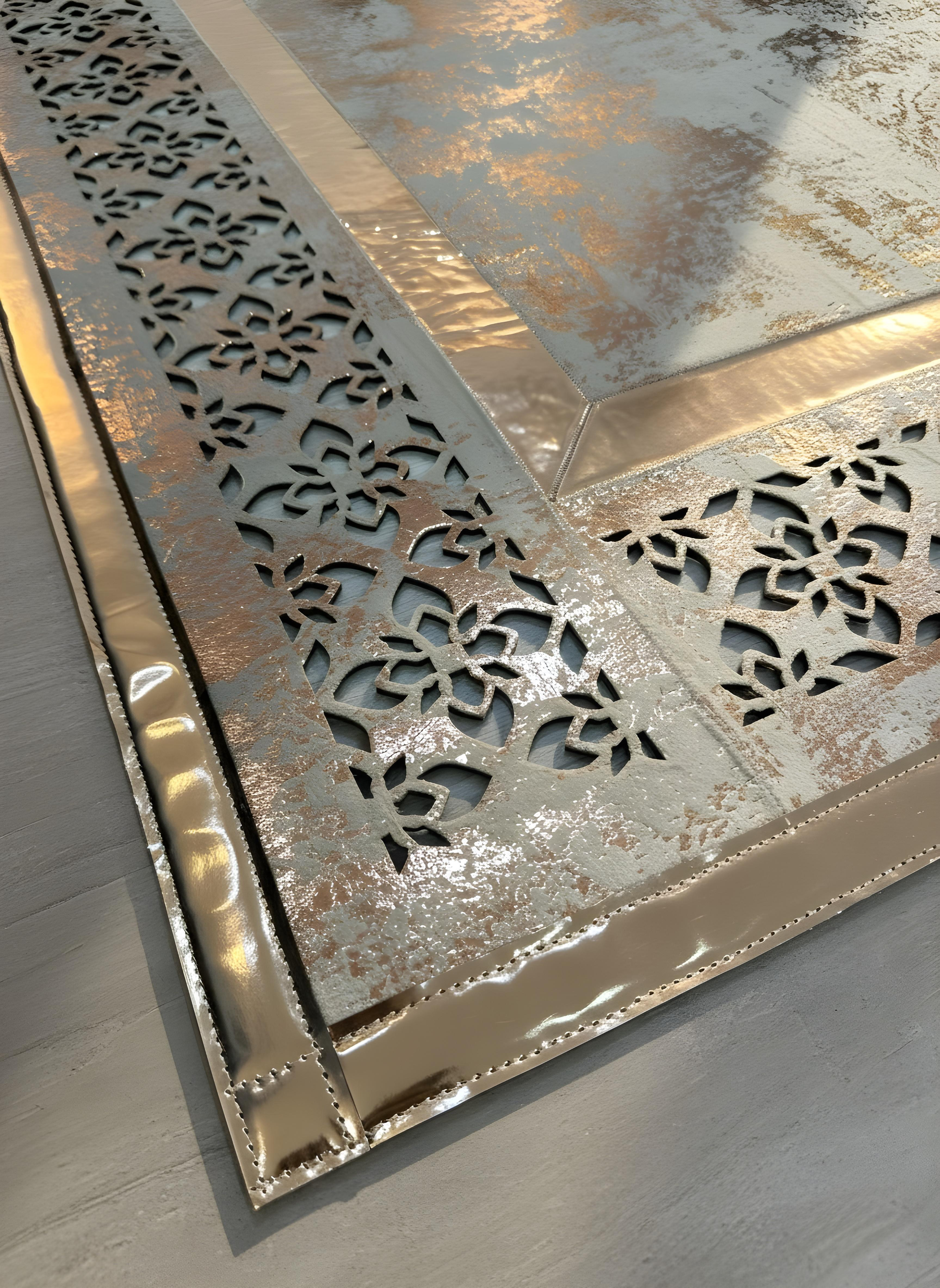 Royal Serisi Yakut - El İşçiliği ile Üretilmiş Varaklı Deri Dekoratif Halı