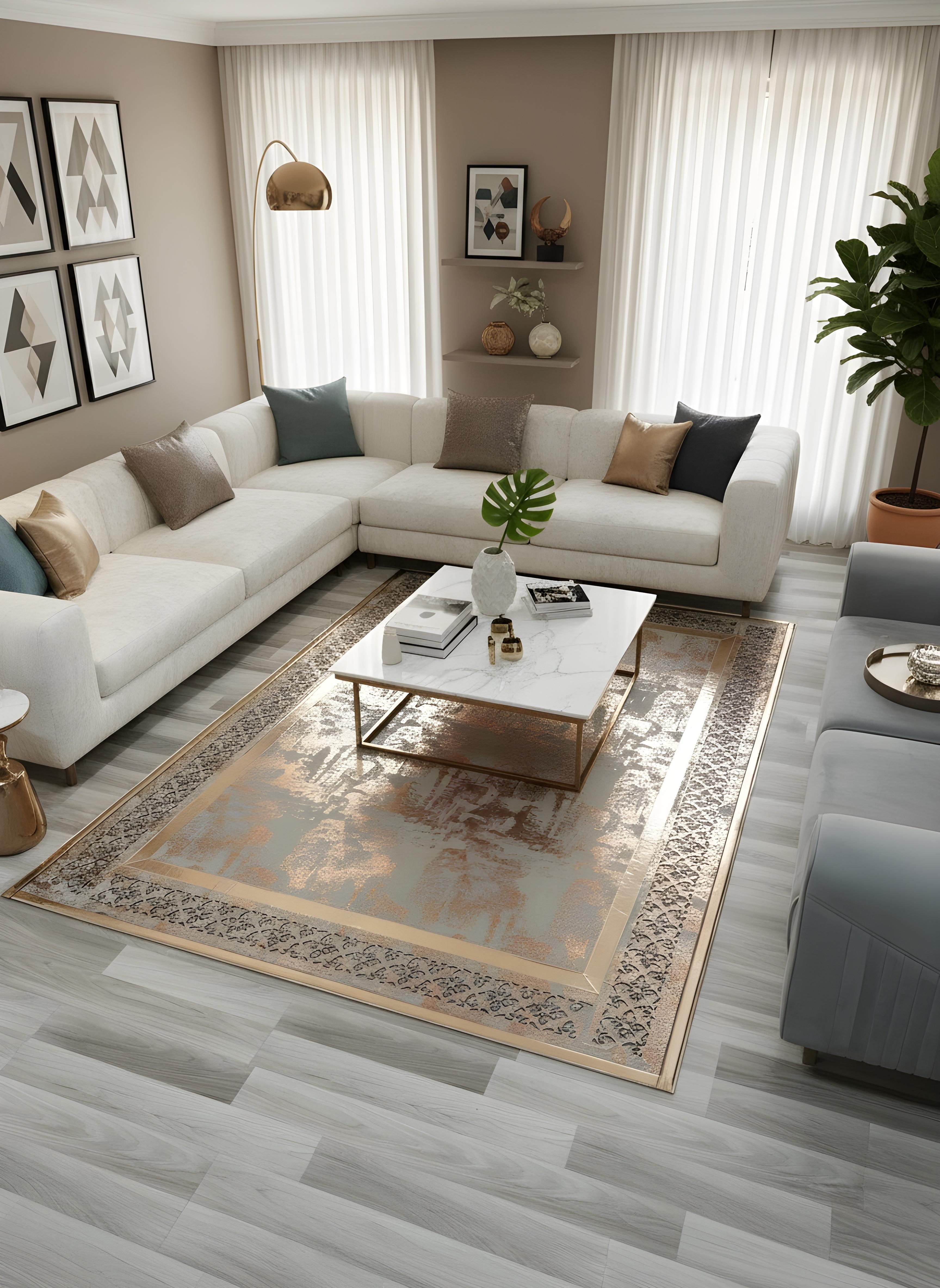 Royal Serisi Yakut - El İşçiliği ile Üretilmiş Varaklı Deri Dekoratif Halı