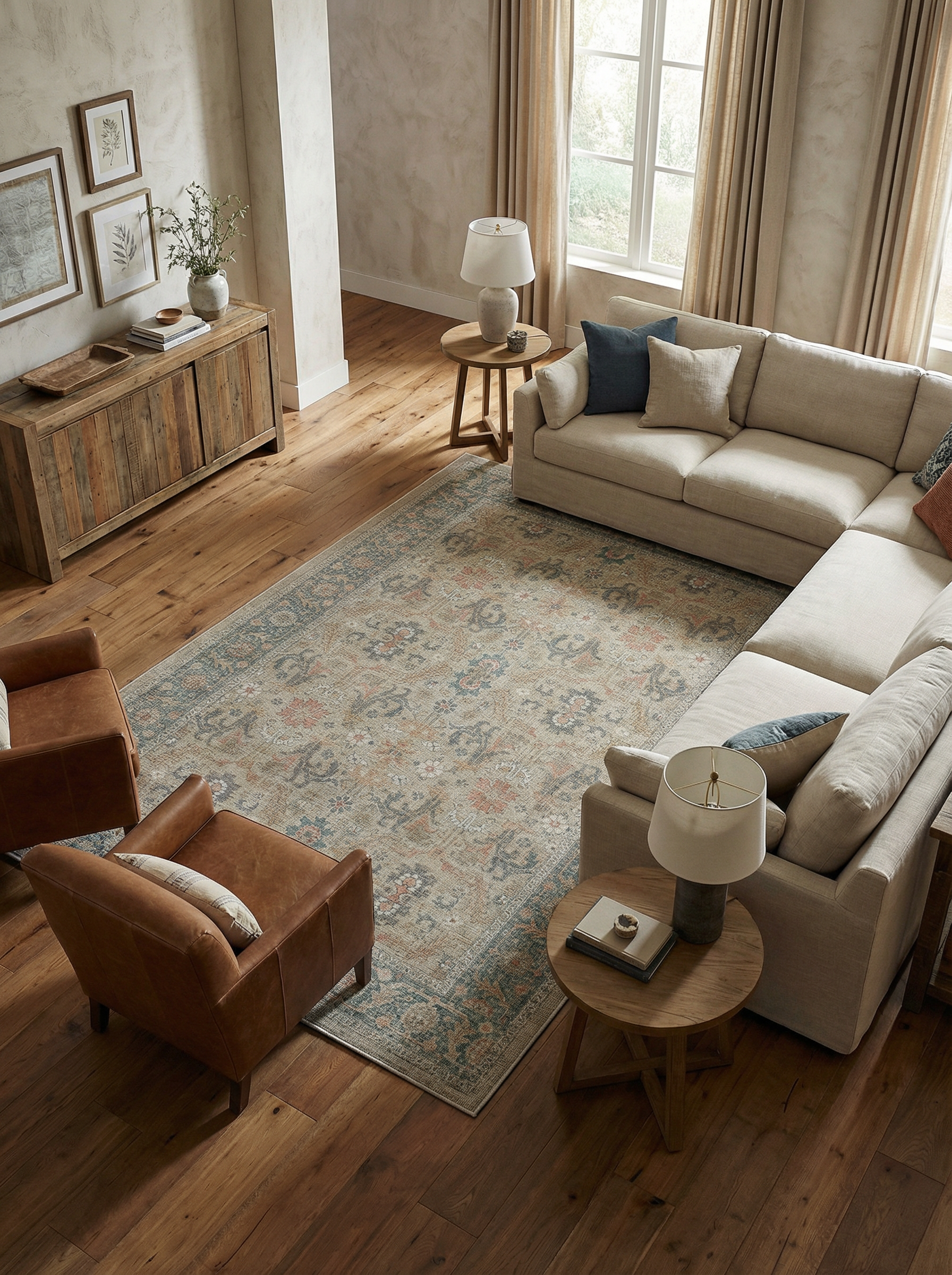 Arte VN003 Vintage Klasik Desenli Dekoratif Şönil Halı