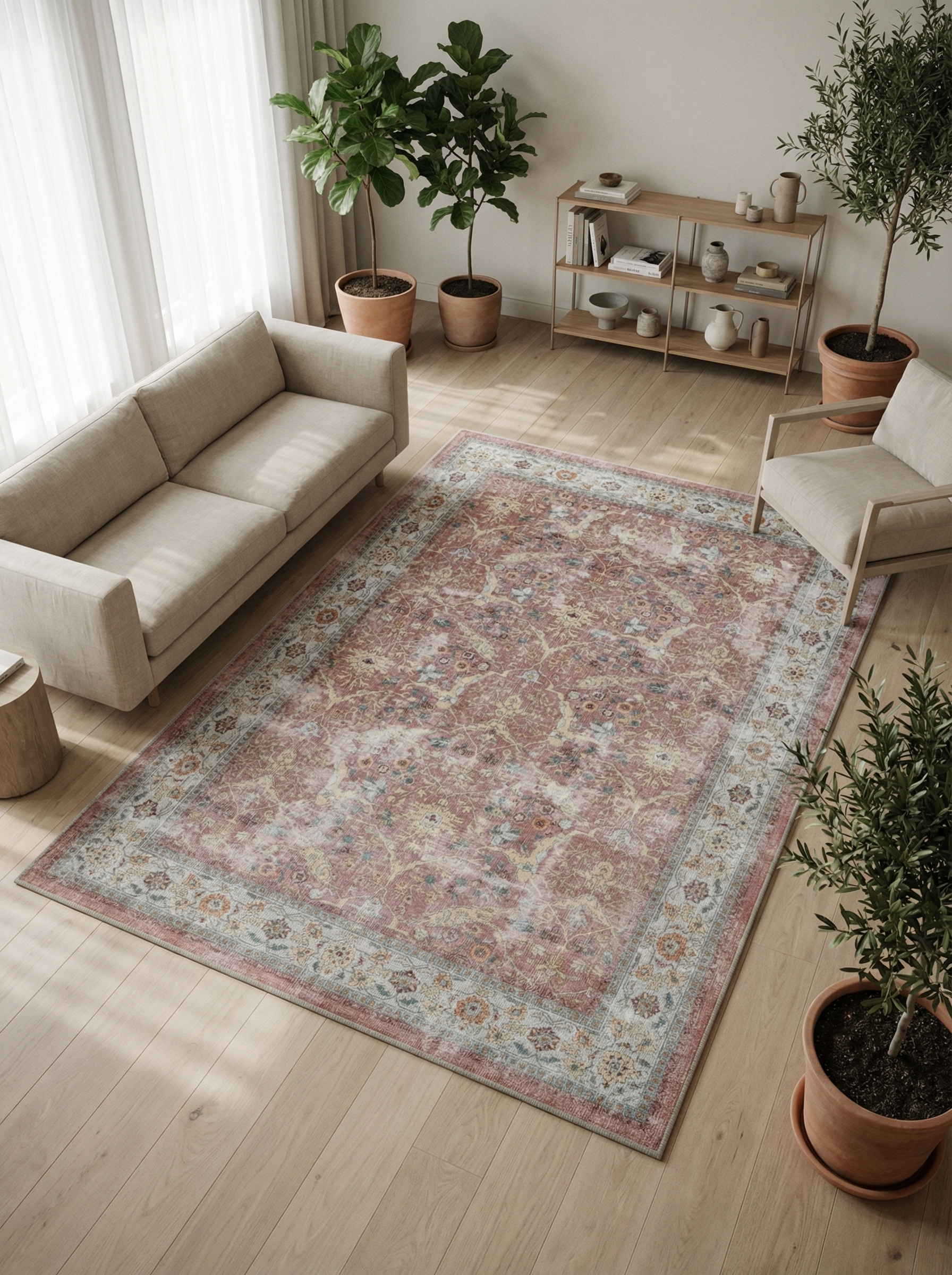 Arte VN007 Vintage Klasik Desenli Dekoratif Şönil Halı