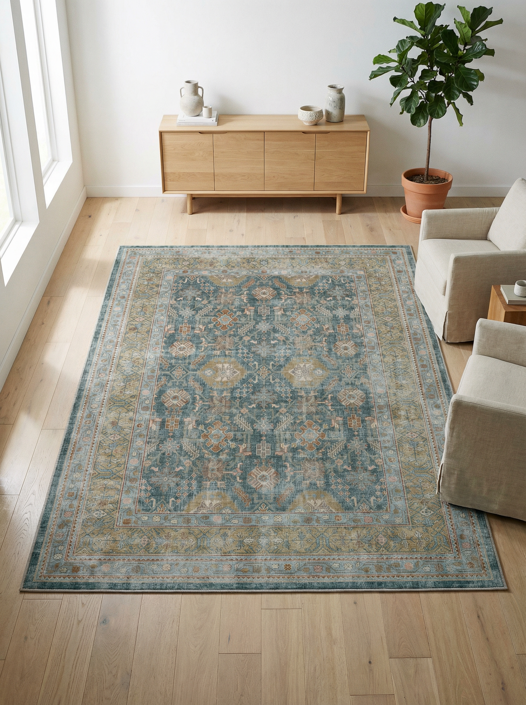 Arte VN008-1 Vintage Klasik Desenli Dekoratif Şönil Halı