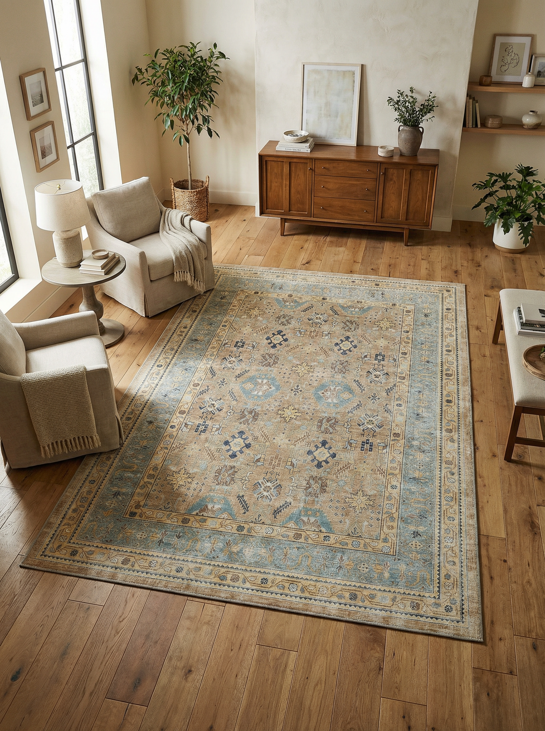 Arte VN008-2 Vintage Klasik Desenli Dekoratif Şönil Halı