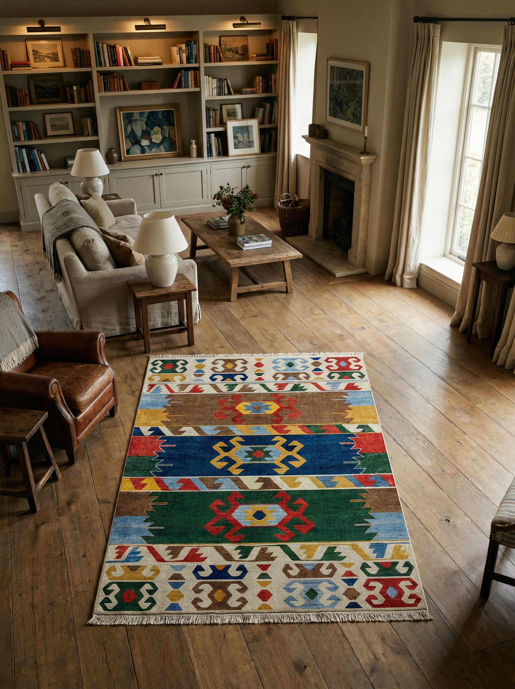 Arte VN015 Etnik Desenli Renkli Dekoratif Şönil Halı