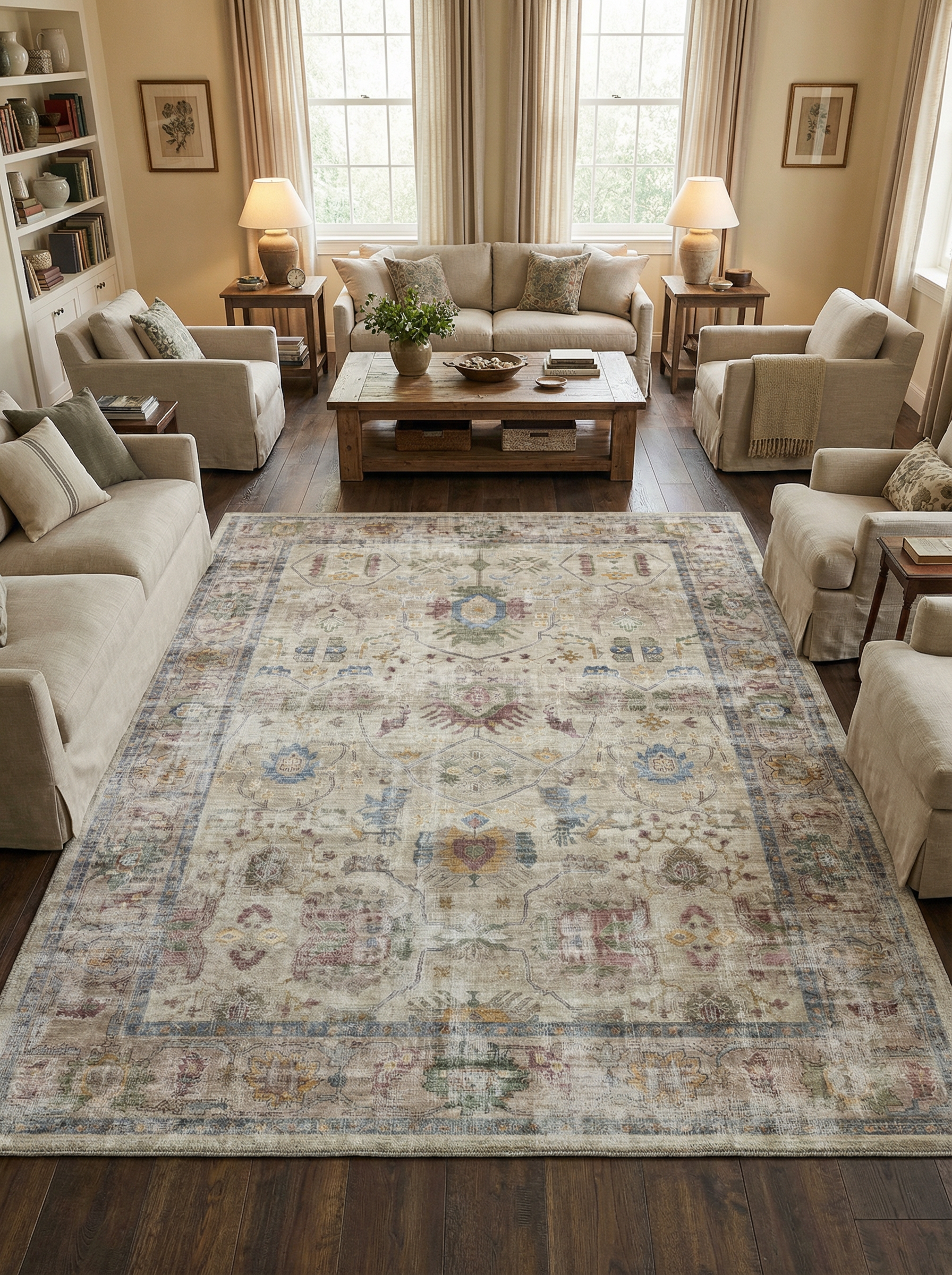 Arte VN041 Vintage Klasik Desenli Dekoratif Şönil Halı