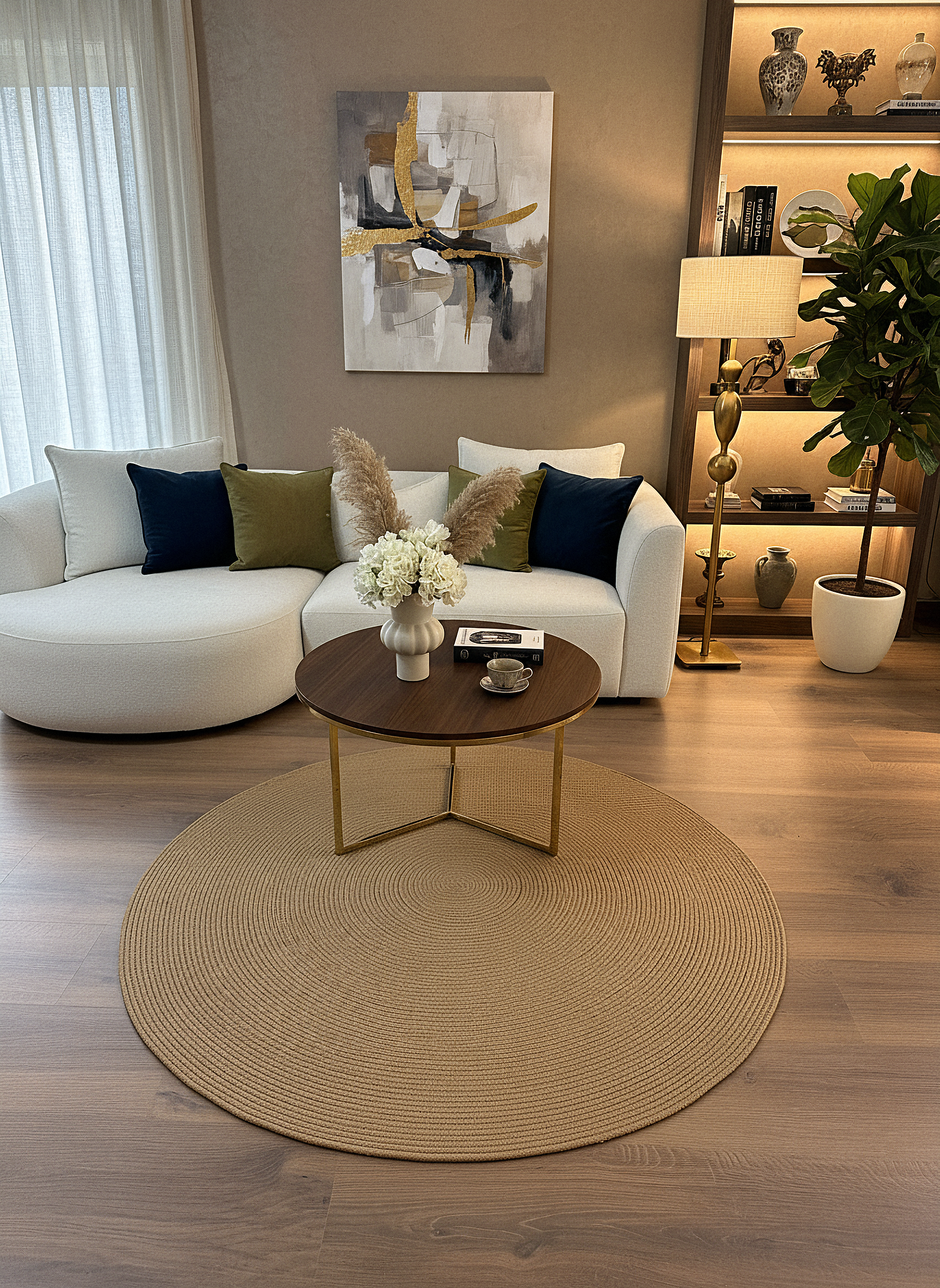 JÜT-RV305 Elde Dokuma Doğal Jüt Hasır Halı