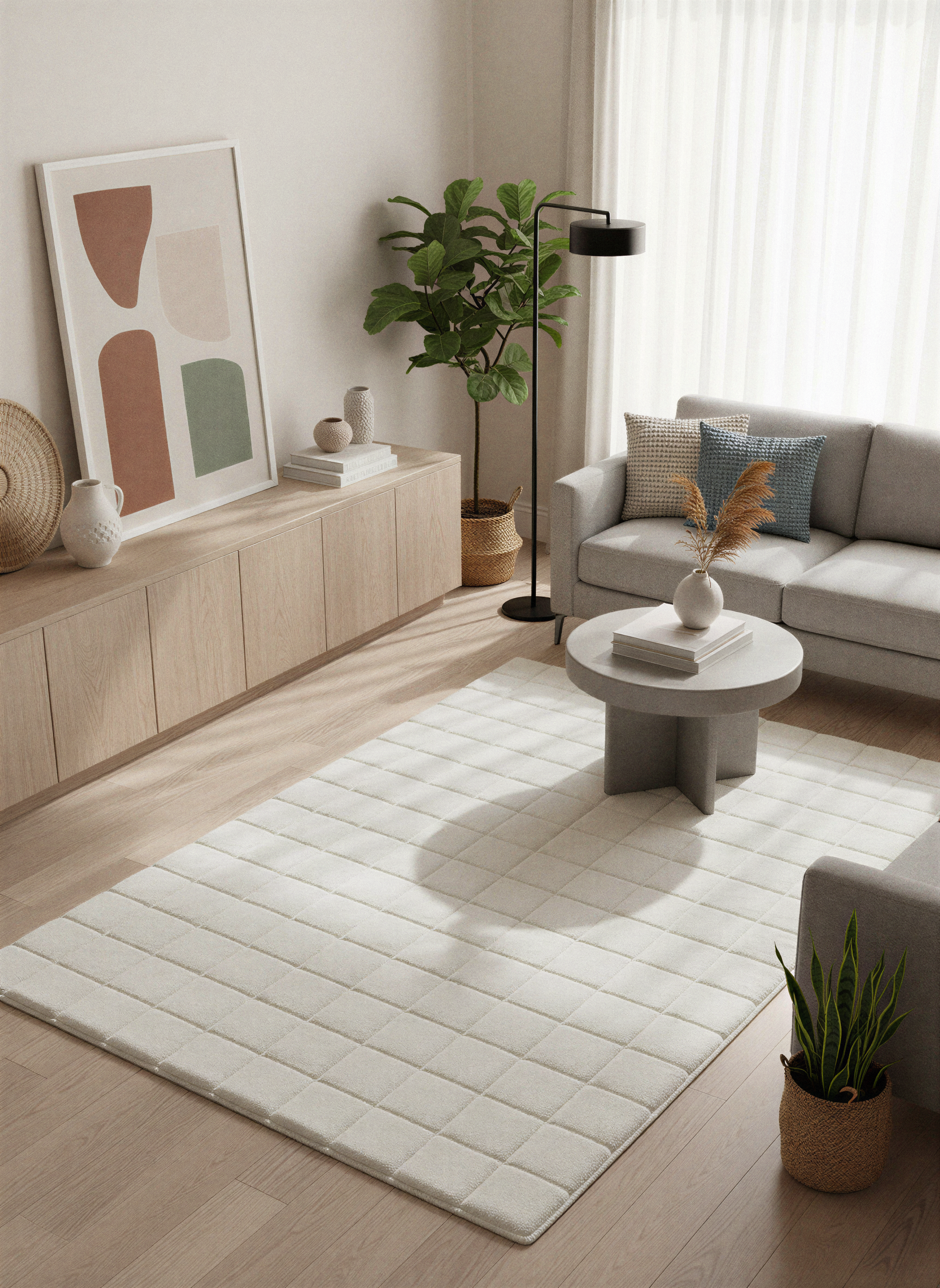 TAVŞAN SAMUR BEYAZ - Kaymaz Taban Tavşan Shaggy Yatak Odası Oturma Odası Çocuk Odası Halısı