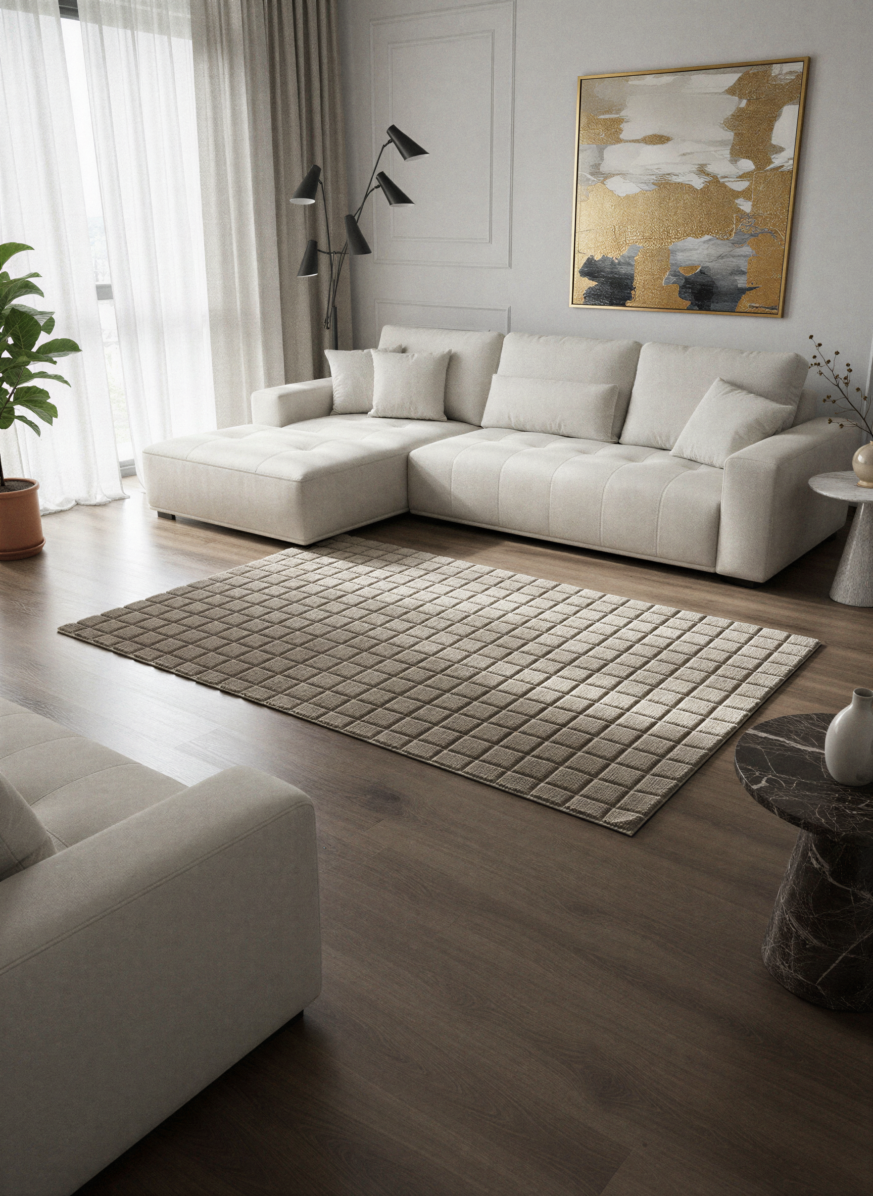 TAVŞAN SAMUR VİZON - Kaymaz Taban Tavşan Shaggy Yatak Odası Oturma Odası Çocuk Odası Halısı